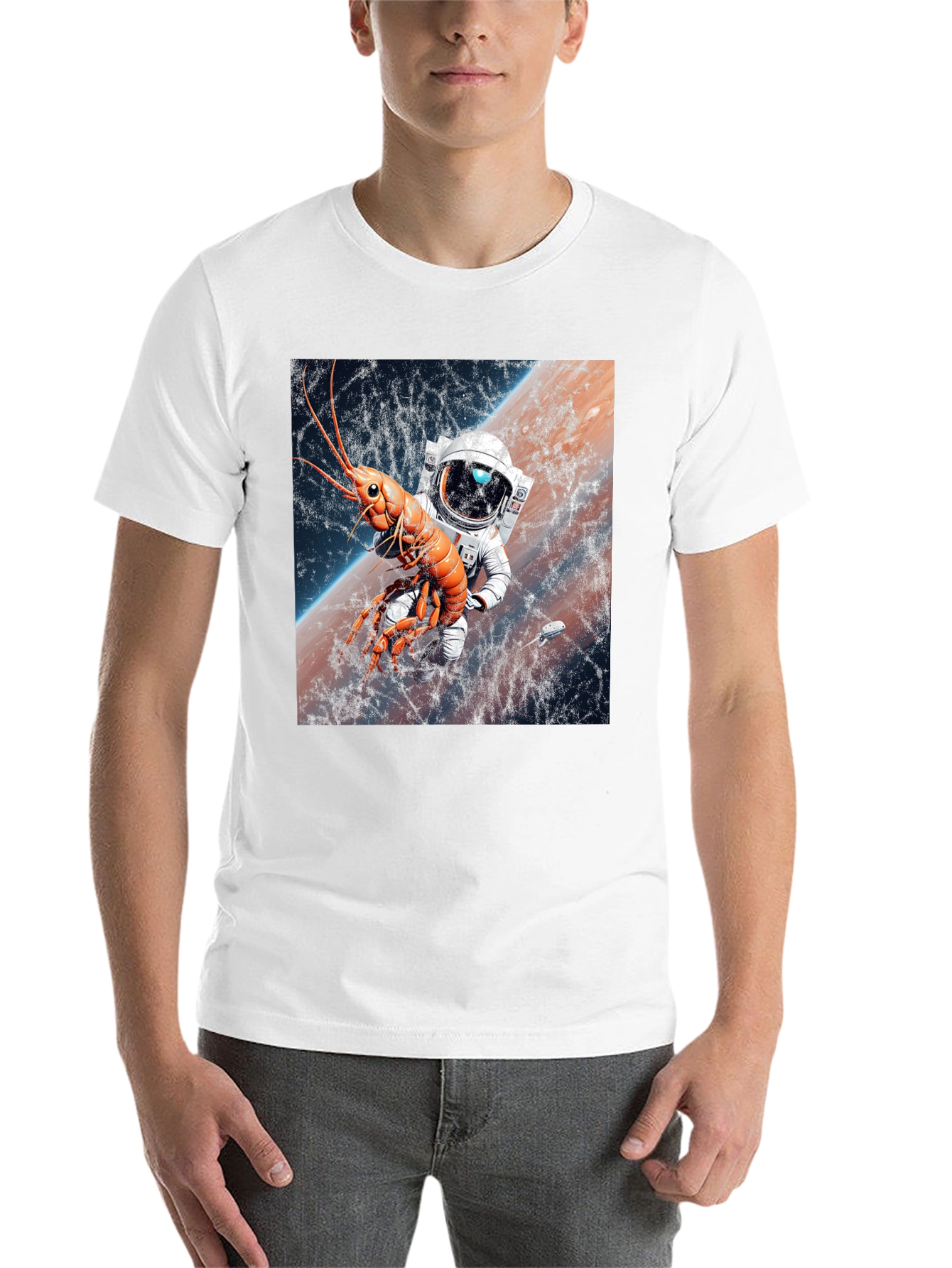 Black Space Lobster Astronaut T-Shirt view 14