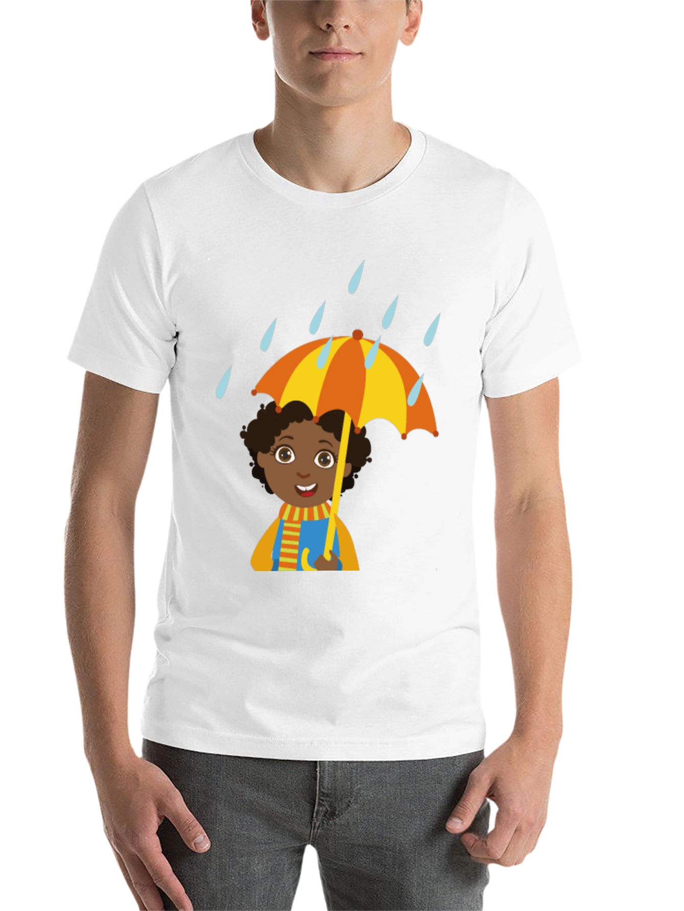 Black Rainy Day Cartoon T-Shirt view 14