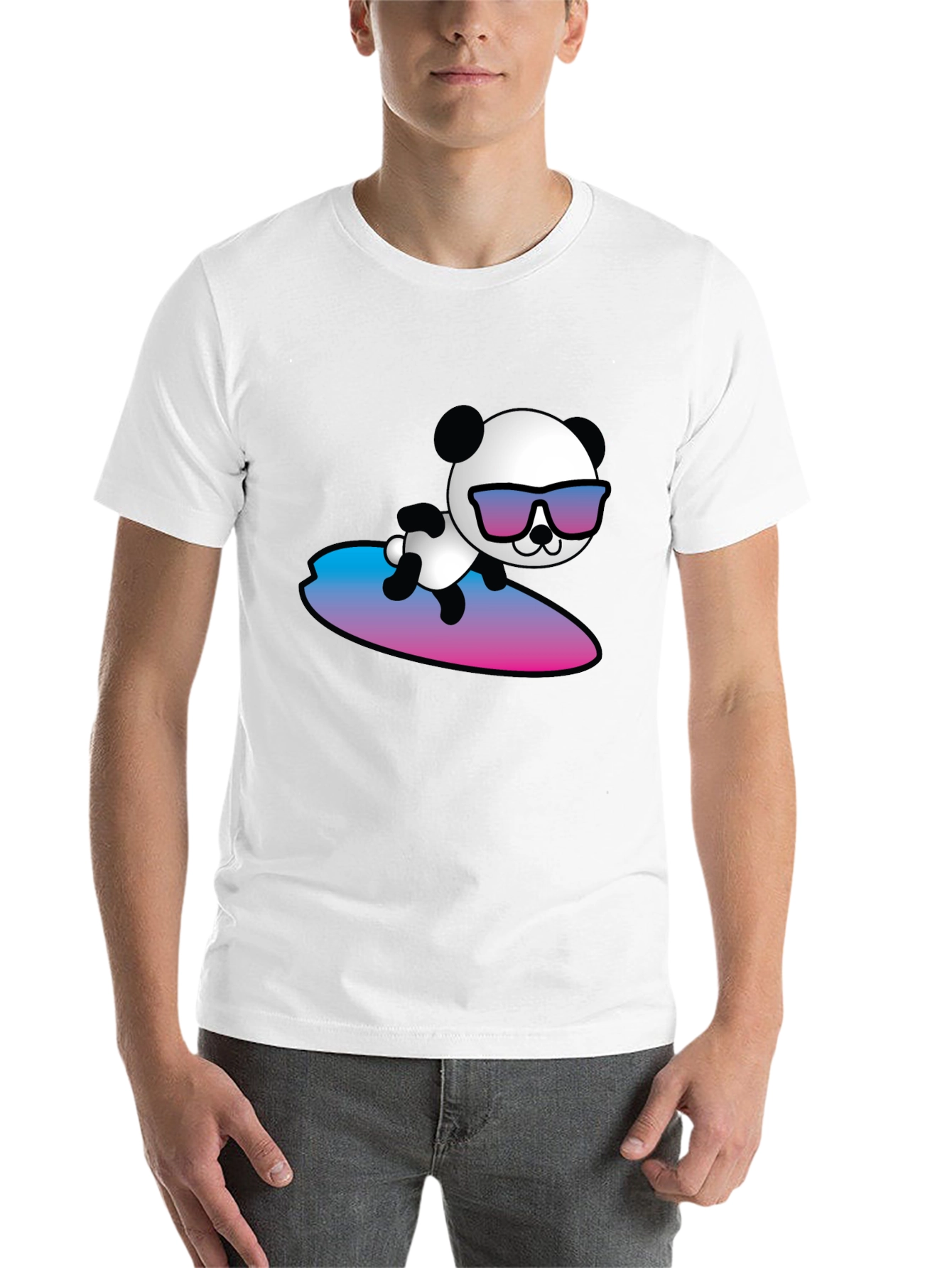Black Surfing Panda T-Shirt - Cool Graphic Tee view 14