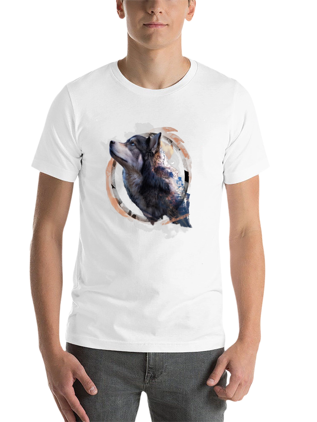 Black Wolf Graphic Print Black T-Shirt view 14