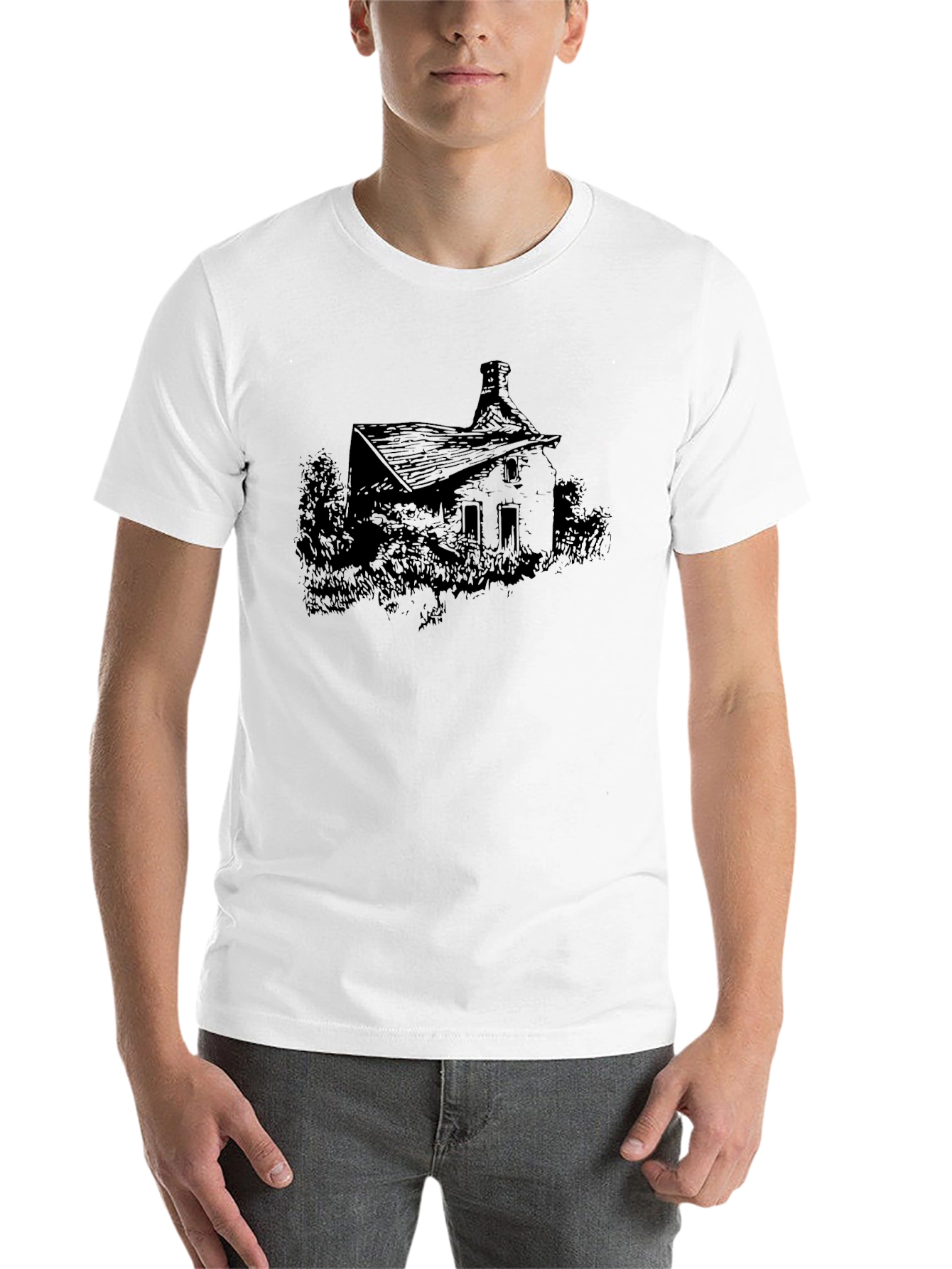 Black Eerie House Graphic T-Shirt view 14