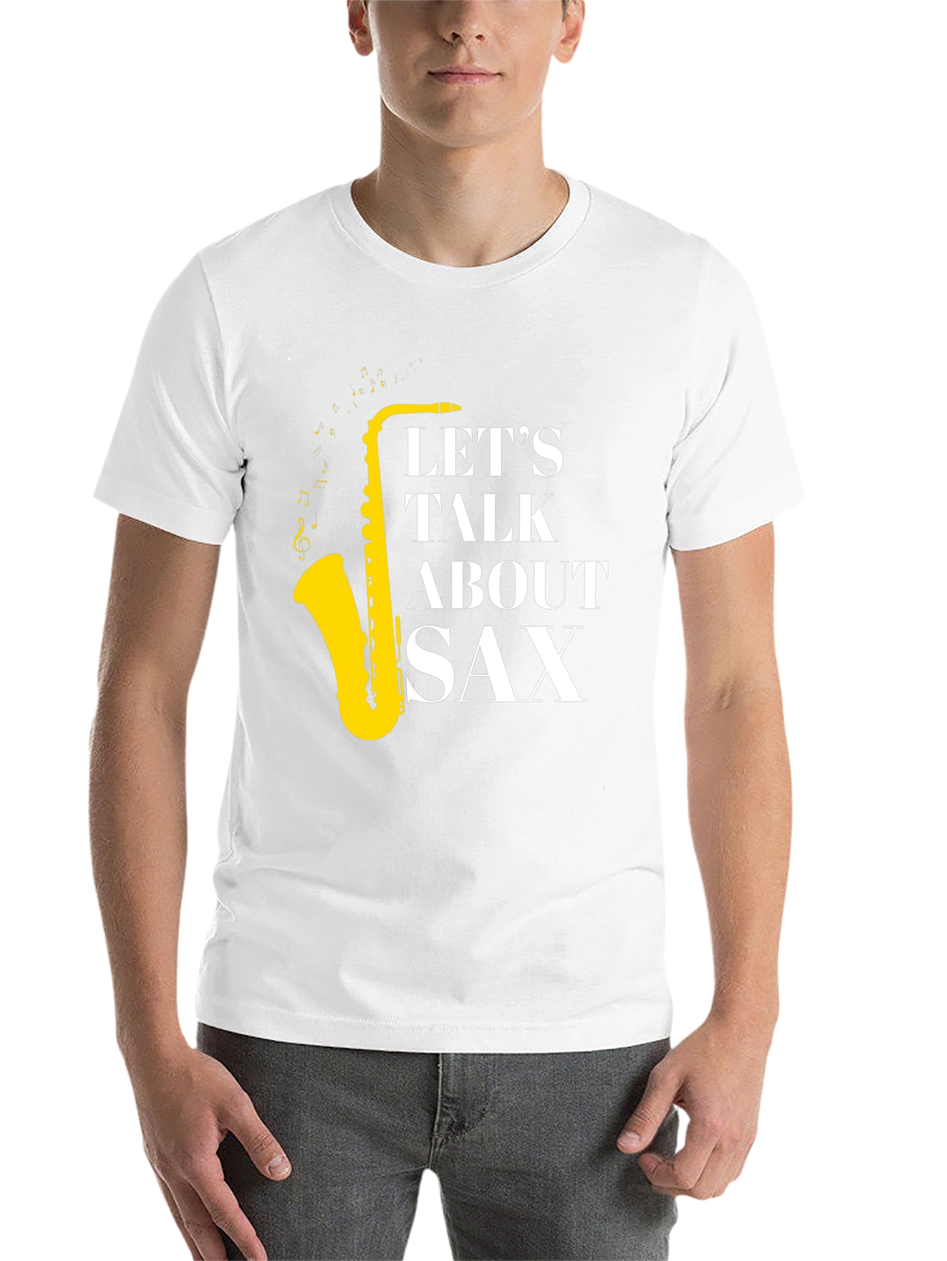 Black Let's Talk About Sax T-Shirt - Musician Apparel view 14