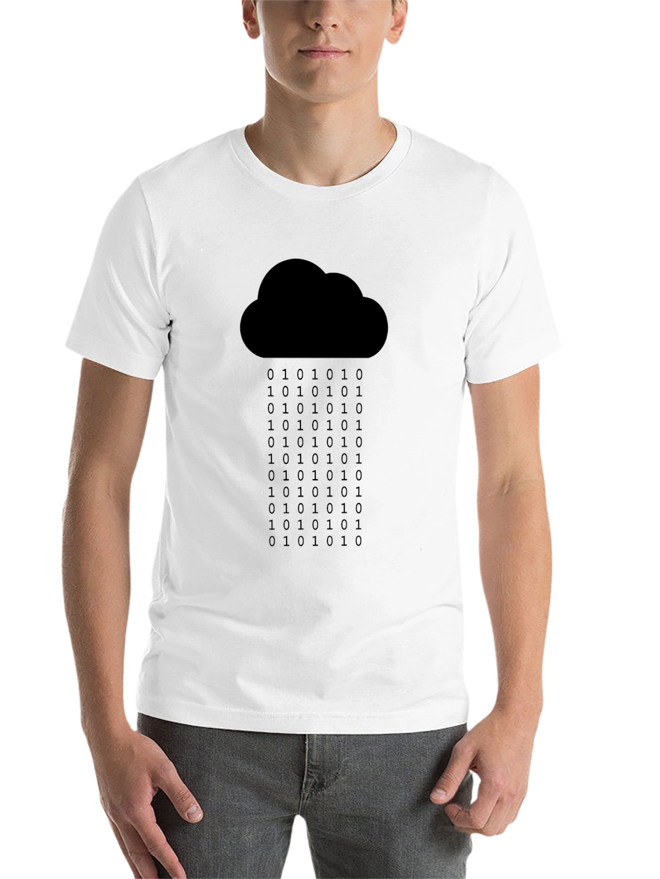 Black Binary Rain Cloud Tee - Programmer Geek Chic view 14