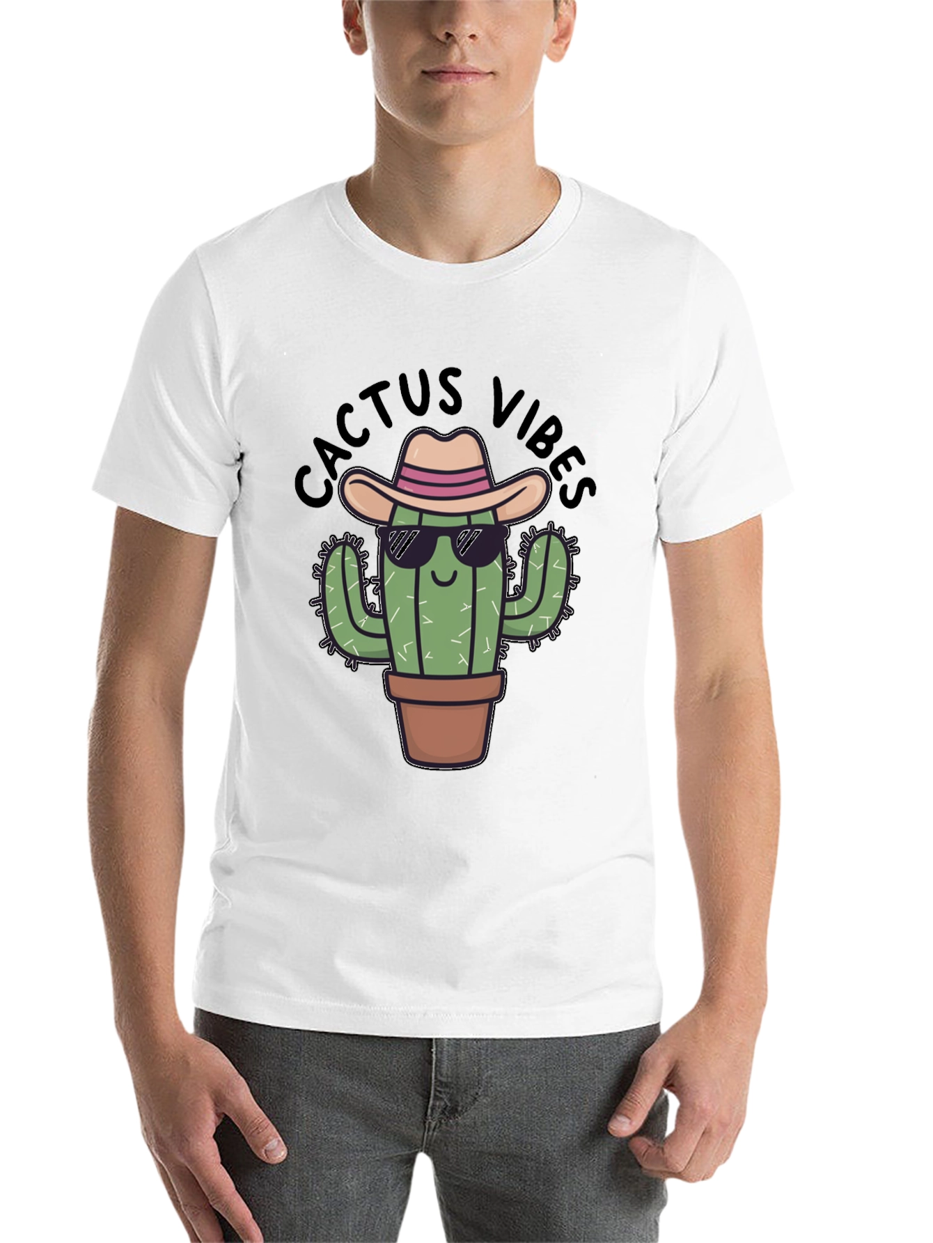 Black Cactus Vibes Tee: Cool Desert Humor view 14