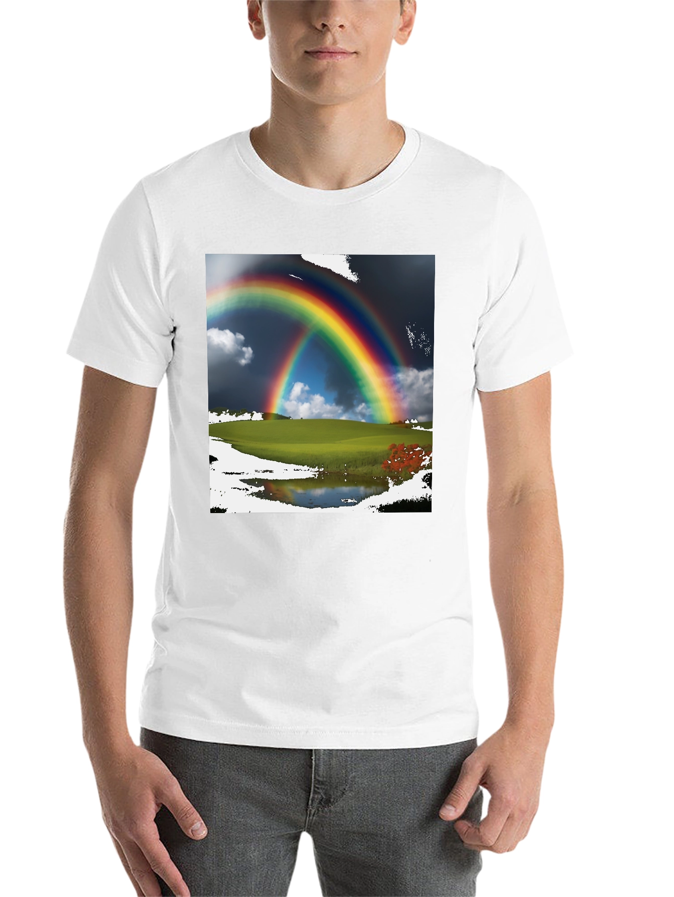 Black Rainbow Scene Black T-Shirt view 14