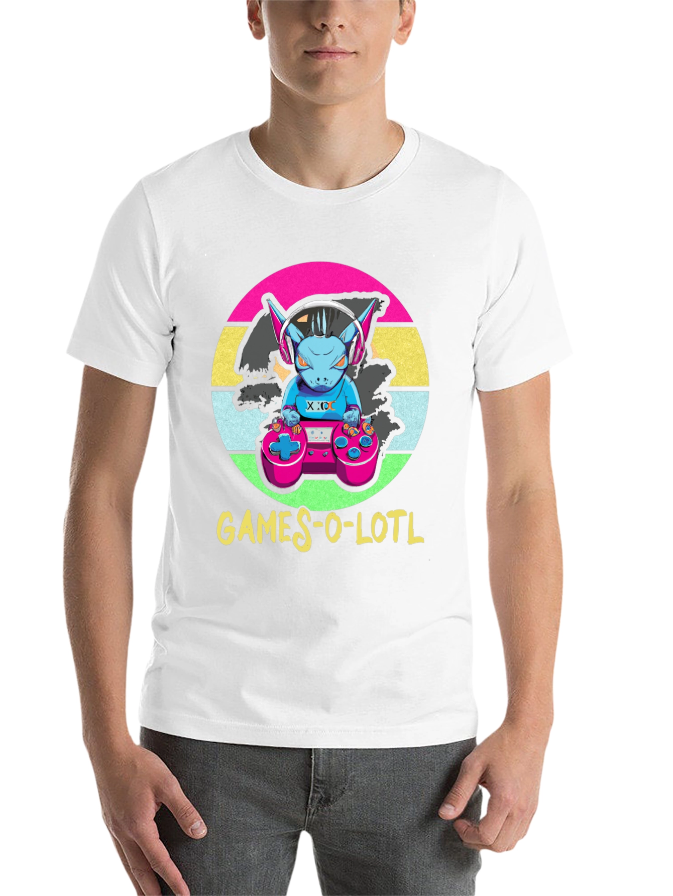 Black Games-O-Lotl T-Shirt - Retro Gamer Design view 14