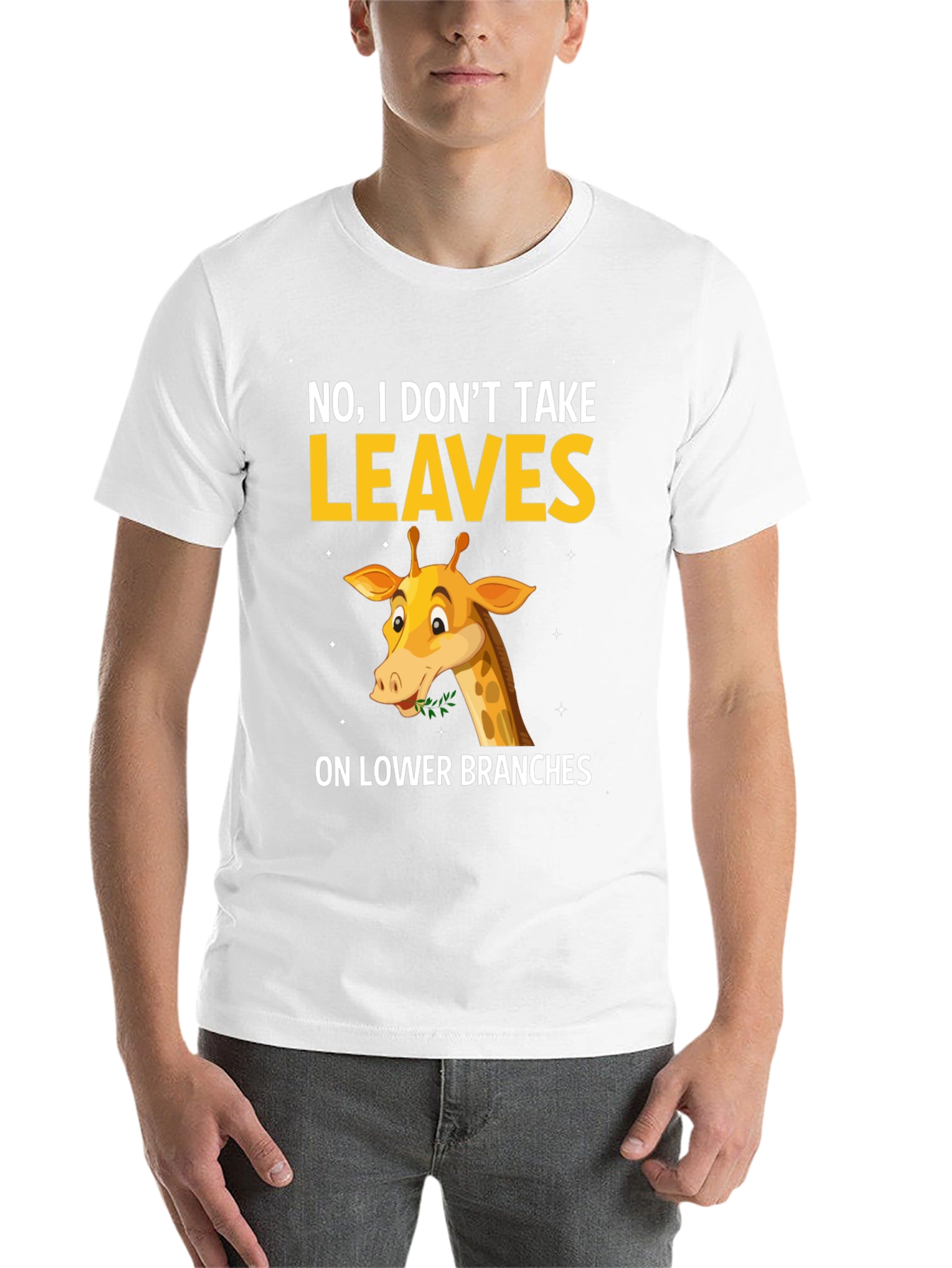 Black Funny Giraffe T-Shirt - I Don't Take Leaves view 14