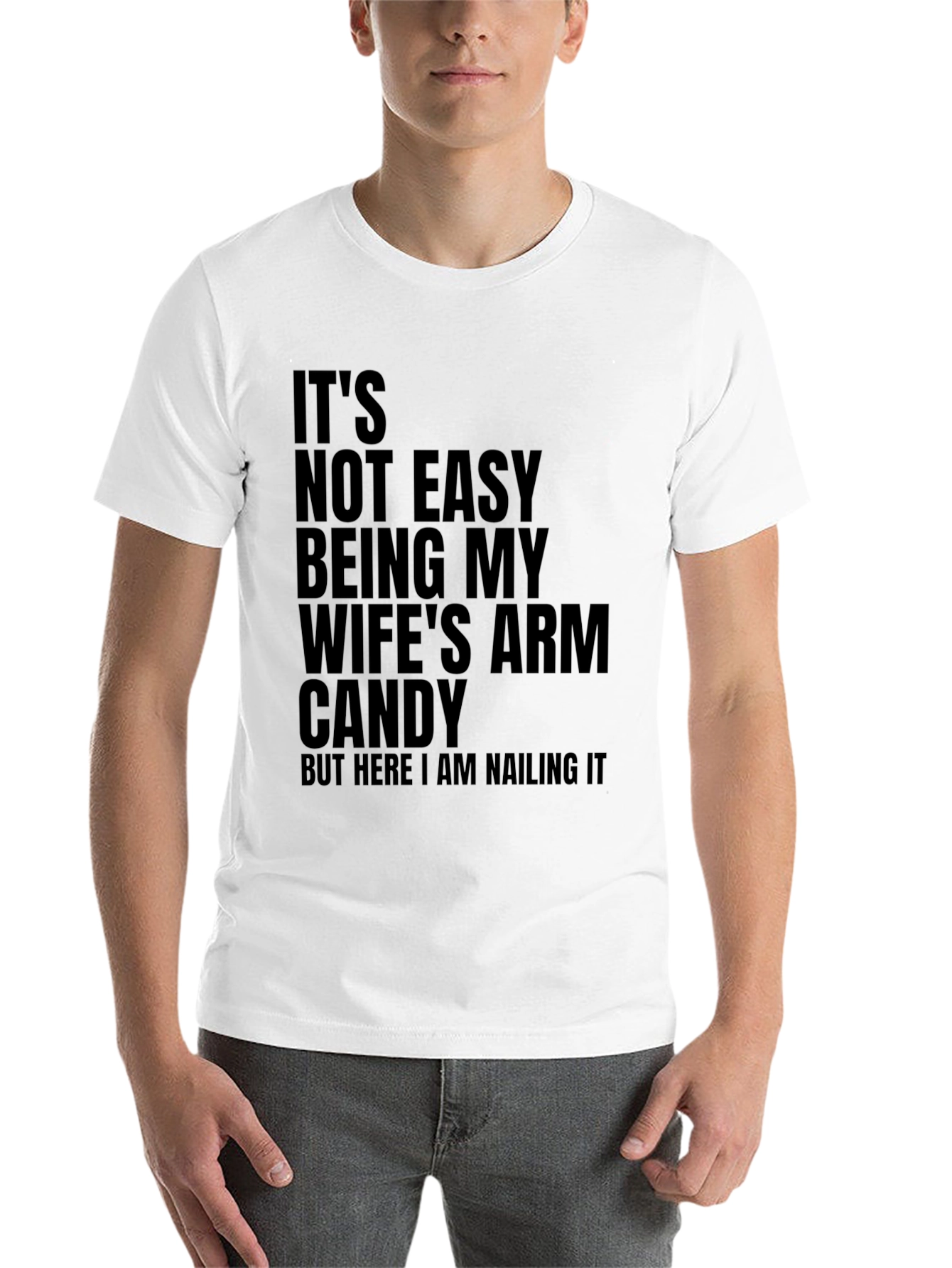 Black Funny "Wife's Arm Candy" Black Graphic T-Shirt view 14