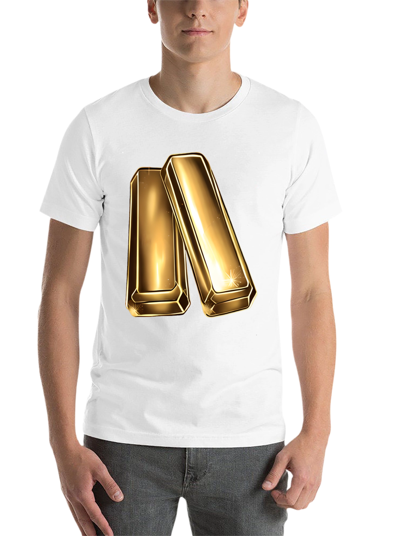 Black Gold Bar Graphic Tee - Shiny Ingot Design T-Shirt view 14