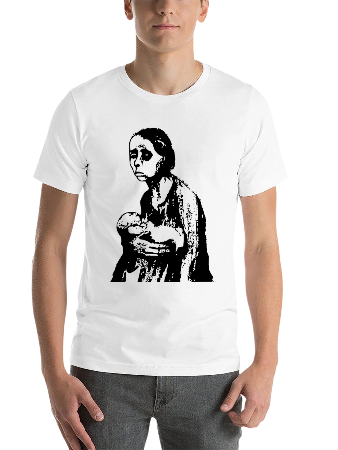 Black Distressed Mother & Child Graphic Tee - Black Cotton Comfort view 14