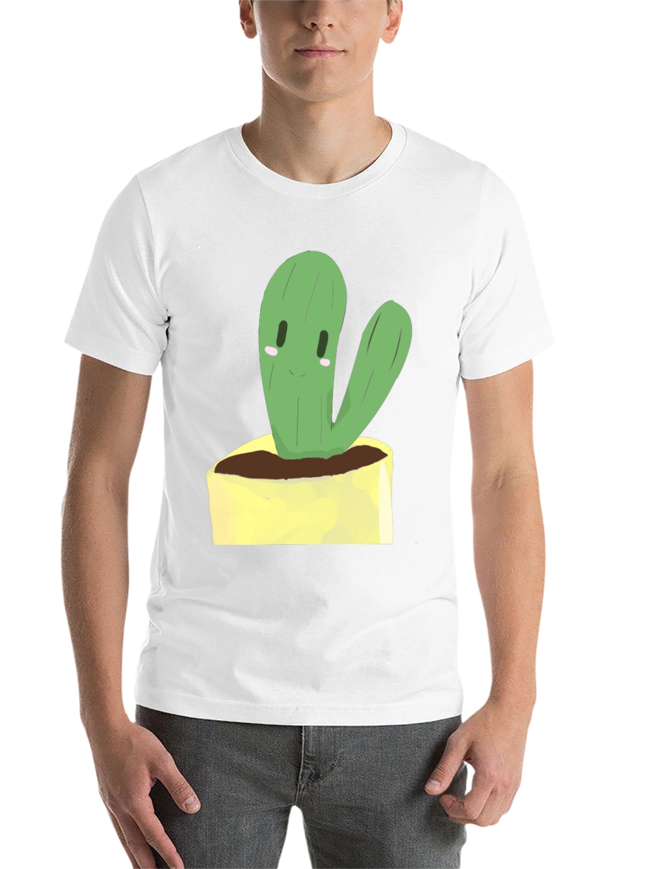 Black Cute Cactus Graphic Tee - Black Cotton T-Shirt view 14