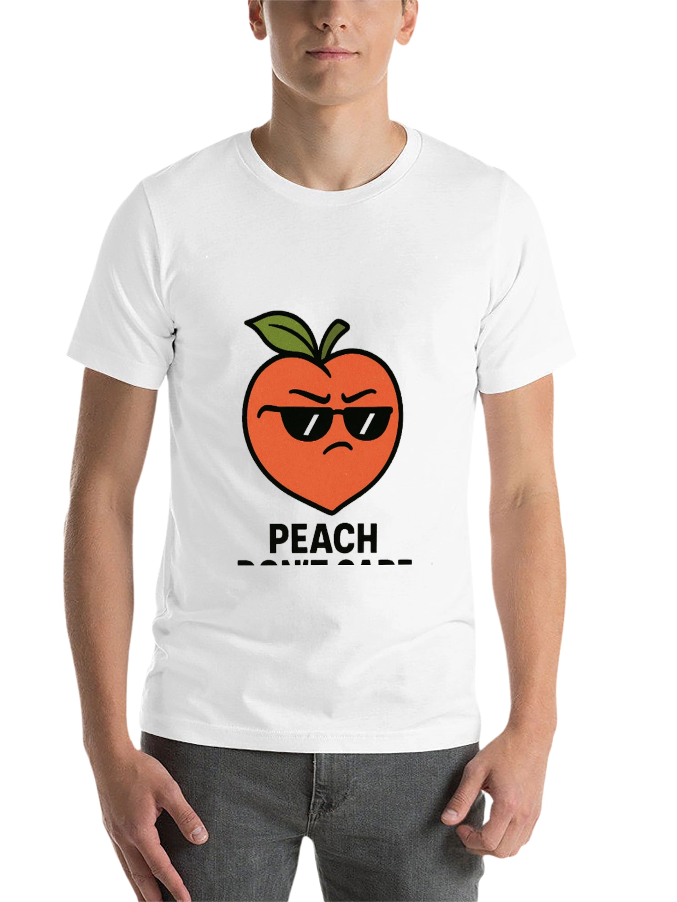 Black Cool Peach Graphic T-Shirt - "Peach Don't Care!" view 14