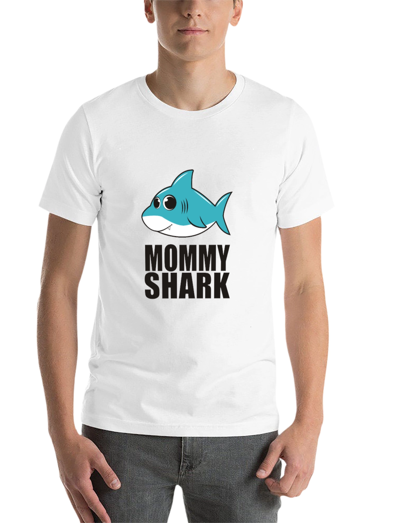 Black Mommy Shark Graphic Tee - Black Cotton T-Shirt view 14