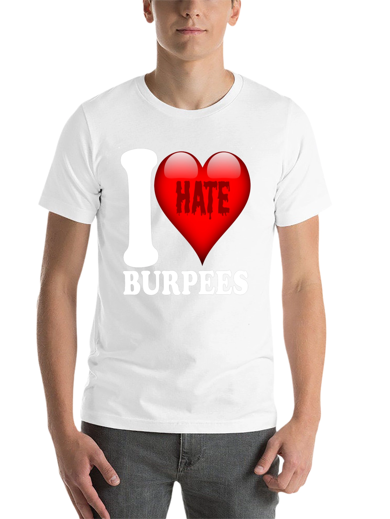 Black I Hate Burpees Funny Workout T-Shirt view 14
