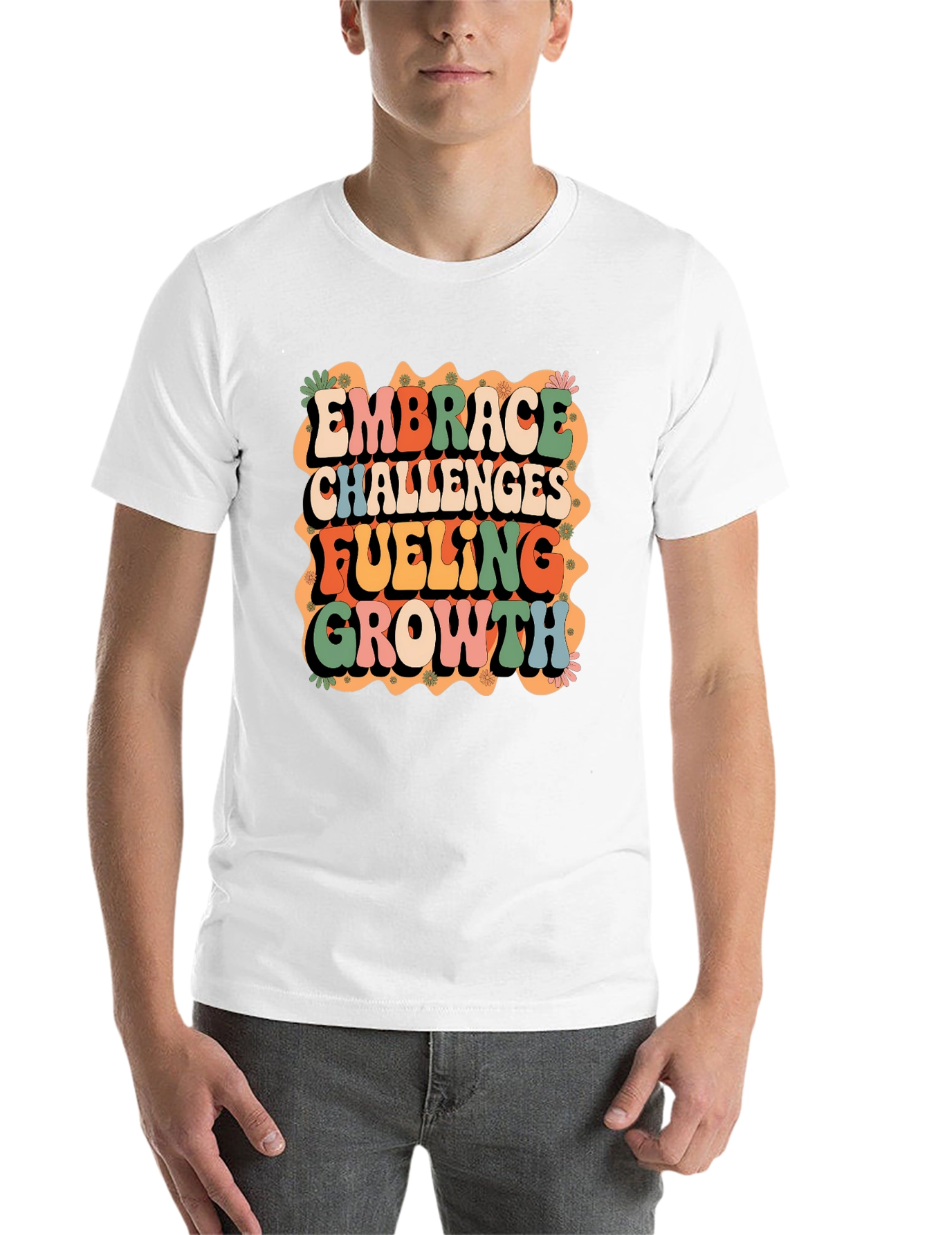 Black Retro Embrace Challenges Graphic Tee view 14