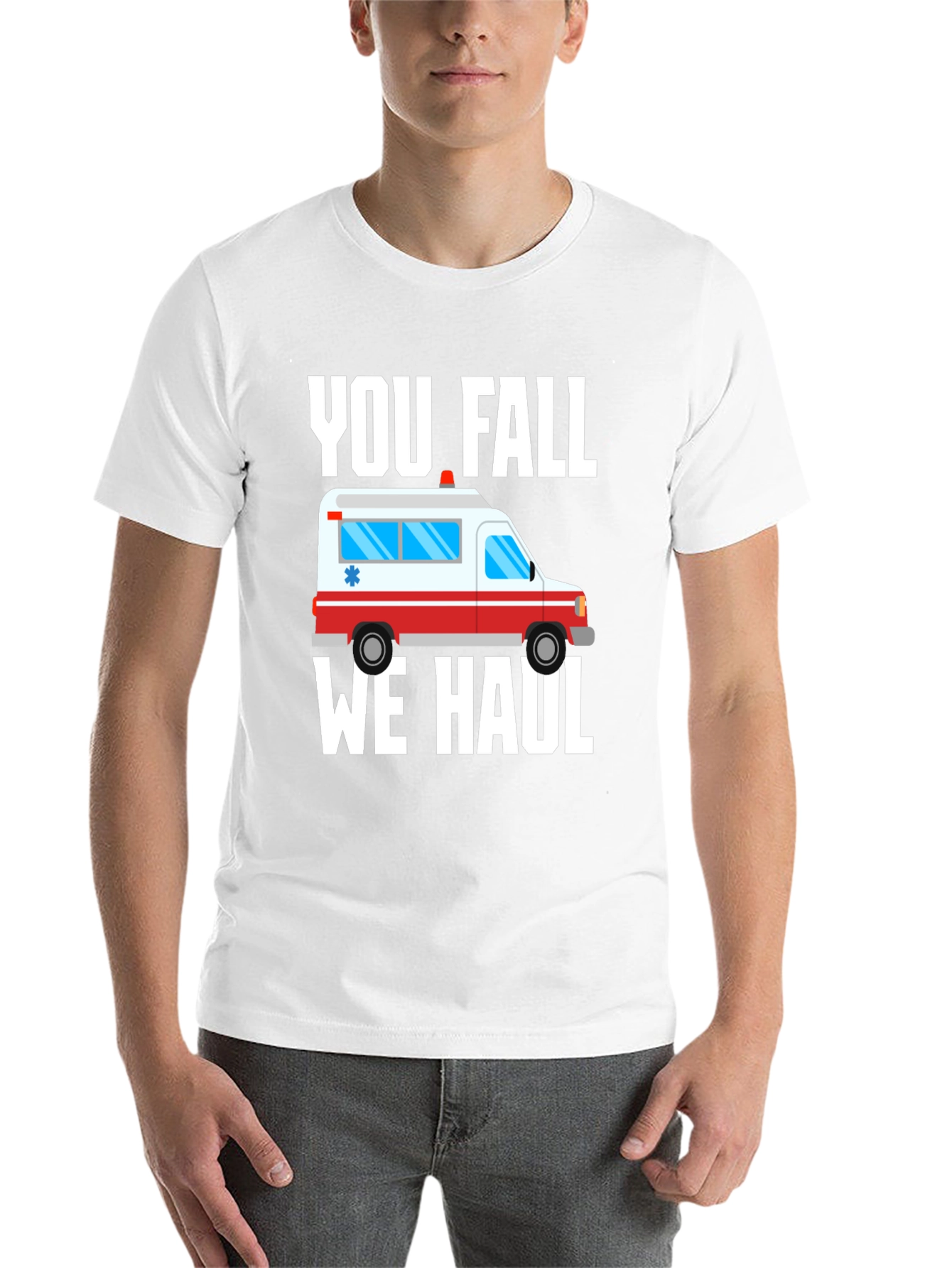 Black Funny Paramedic T-Shirt - You Fall We Haul Ambulance view 14