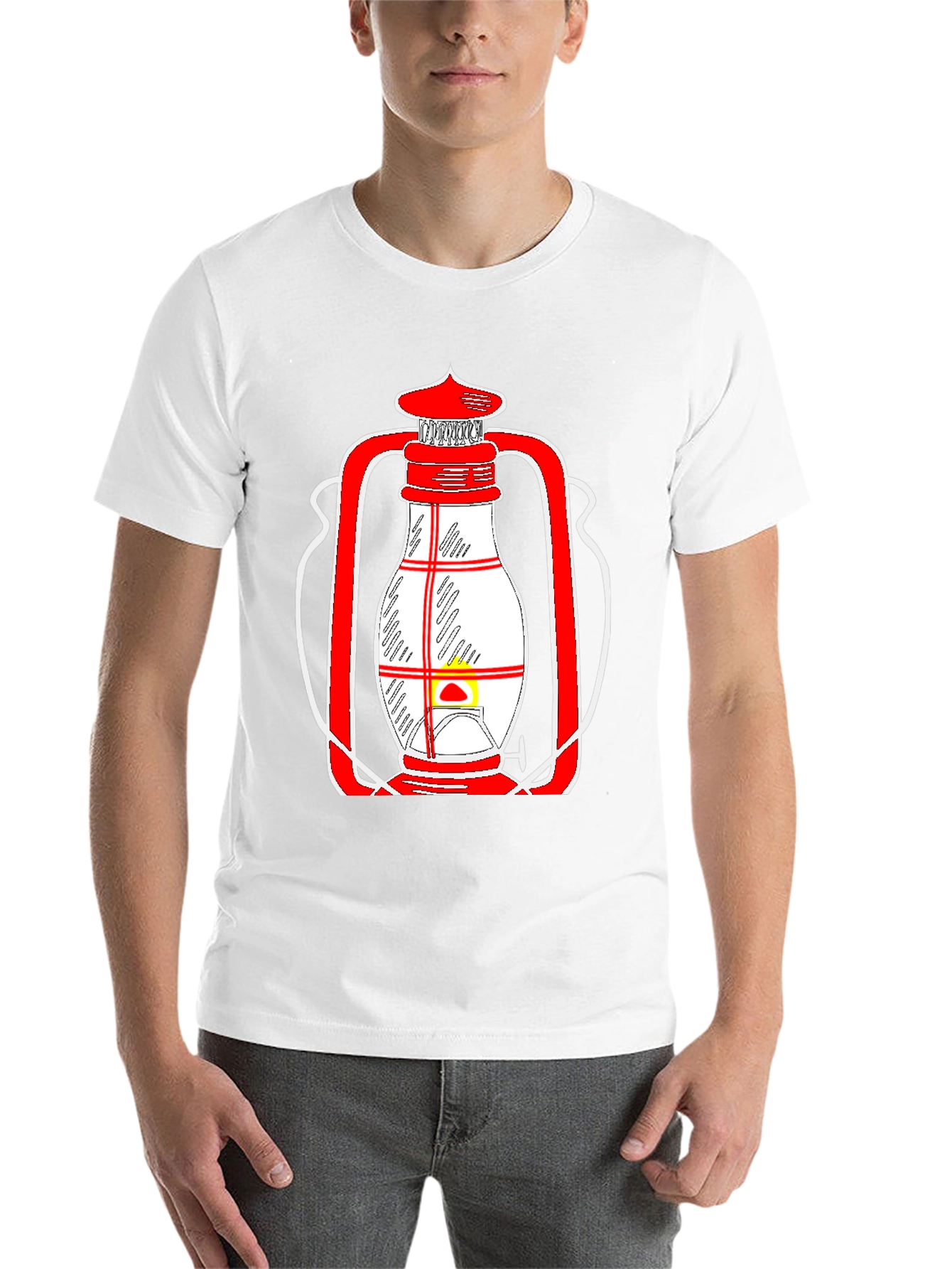 Black Lantern Graphic Tee - Unique Red and White Design view 14