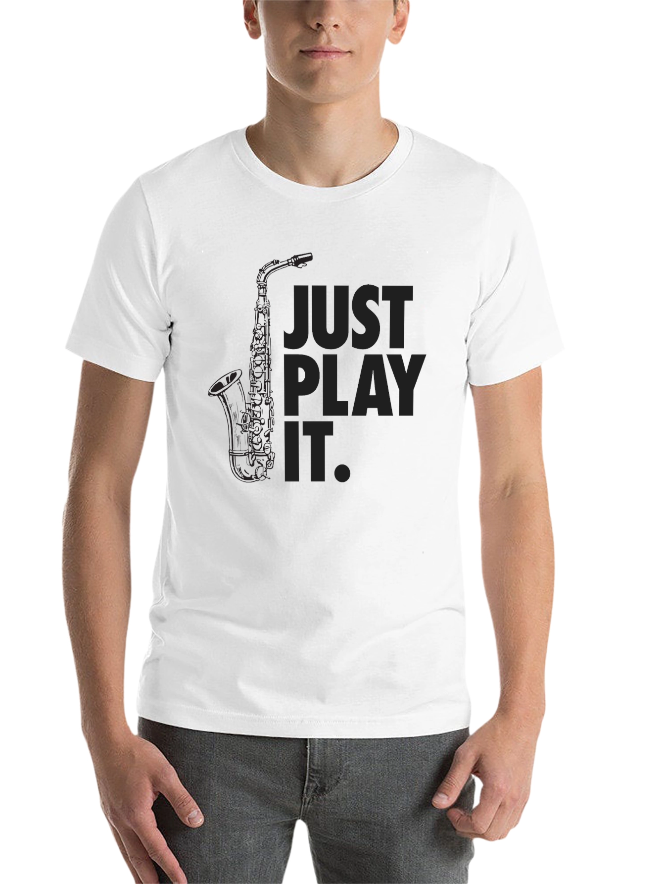 Black Just Play It Black Saxophone T-Shirt view 14