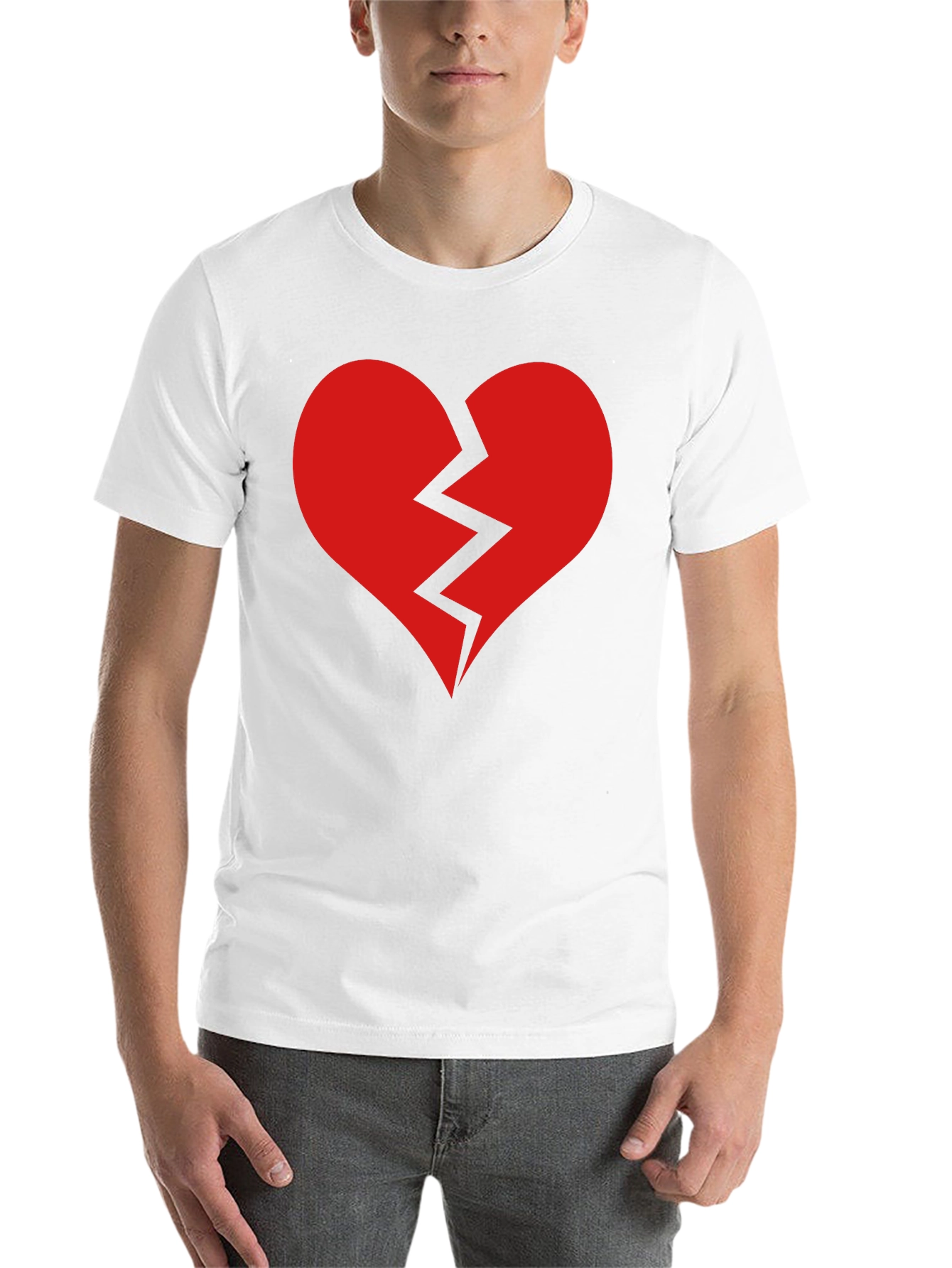 Black Broken Heart Graphic Tee - Black Cotton T-Shirt view 14