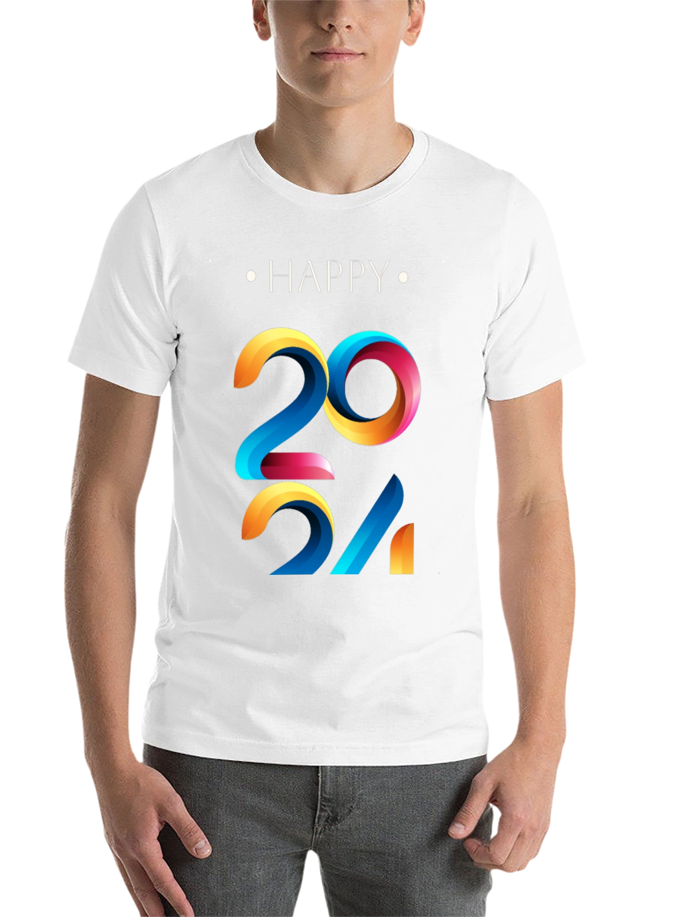 Black Happy 2024 Graphic Print Black T-Shirt view 14