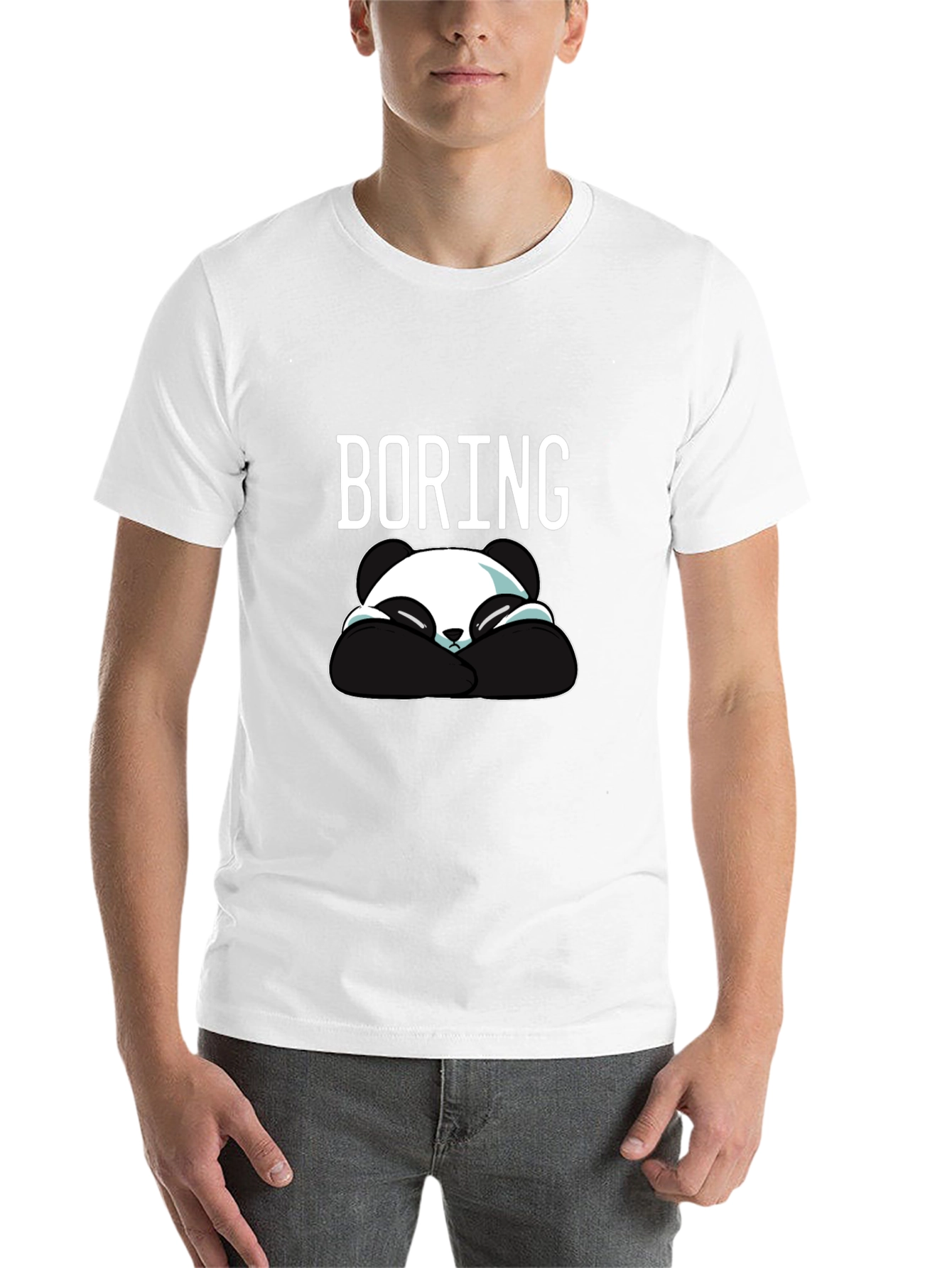 Black Boring Panda Graphic T-Shirt - Soft Cotton Tee view 14