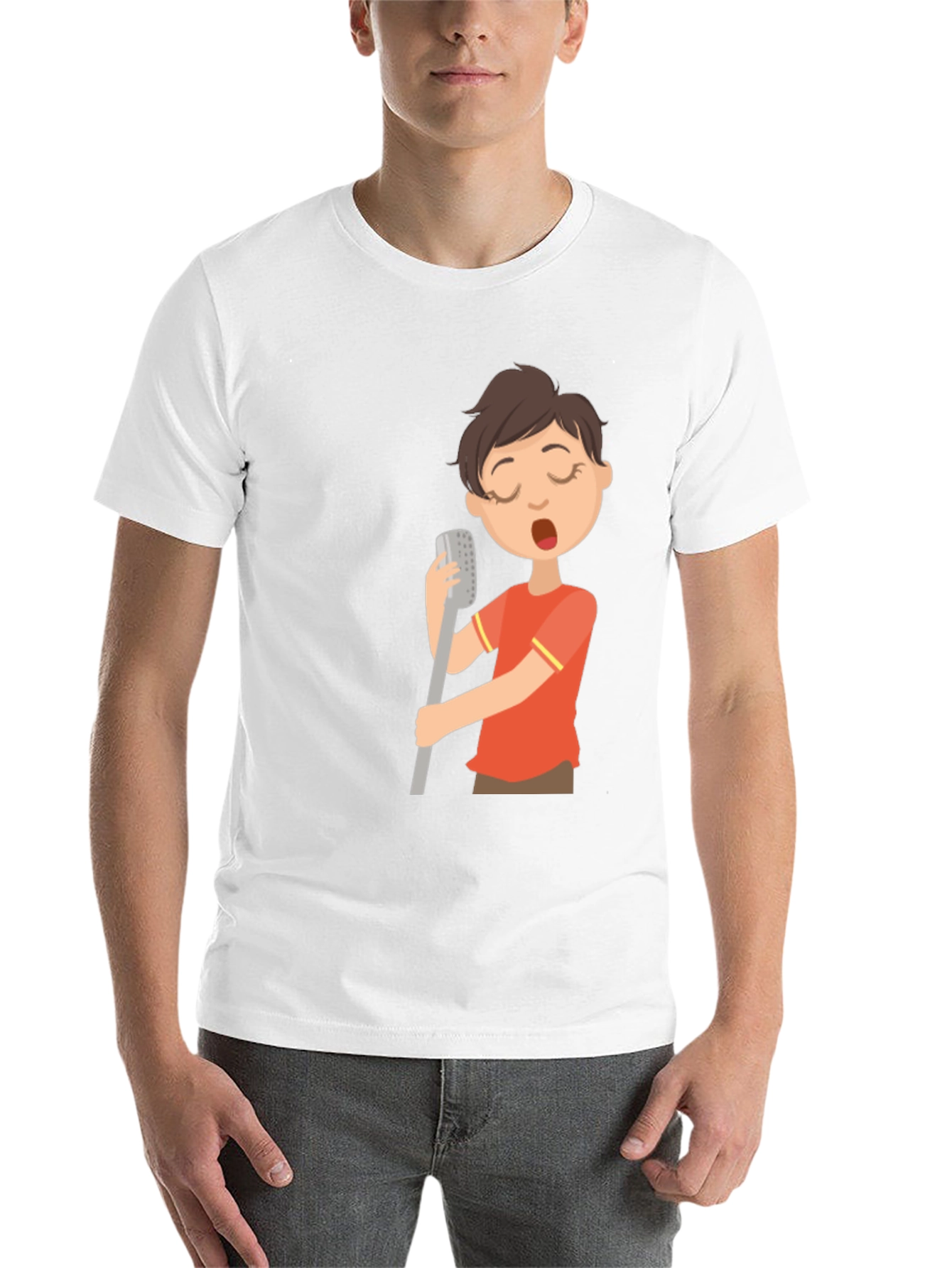 Black Singing Boy Graphic Tee - Black Cotton Blend T-Shirt view 14