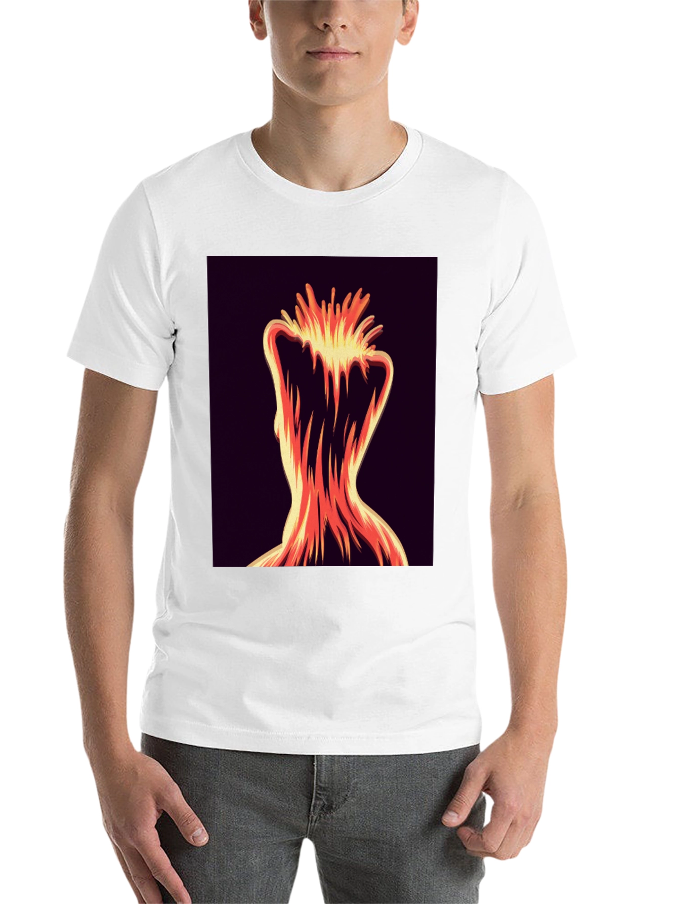 Black Abstract Fiery Figure Tee - Bold Graphic Print view 14