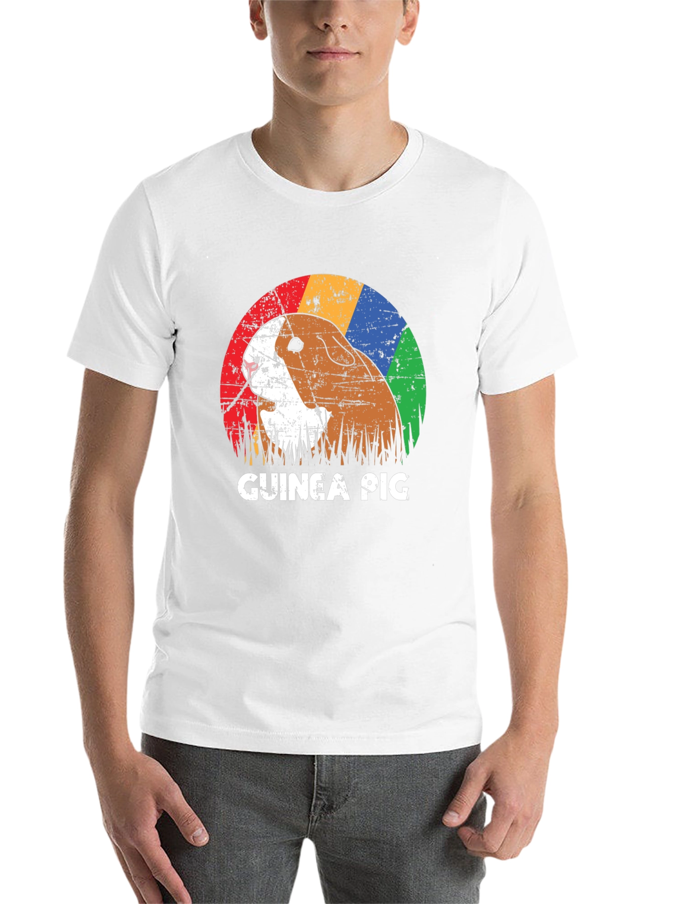 Black Retro Guinea Pig Graphic T-Shirt - Unisex view 14
