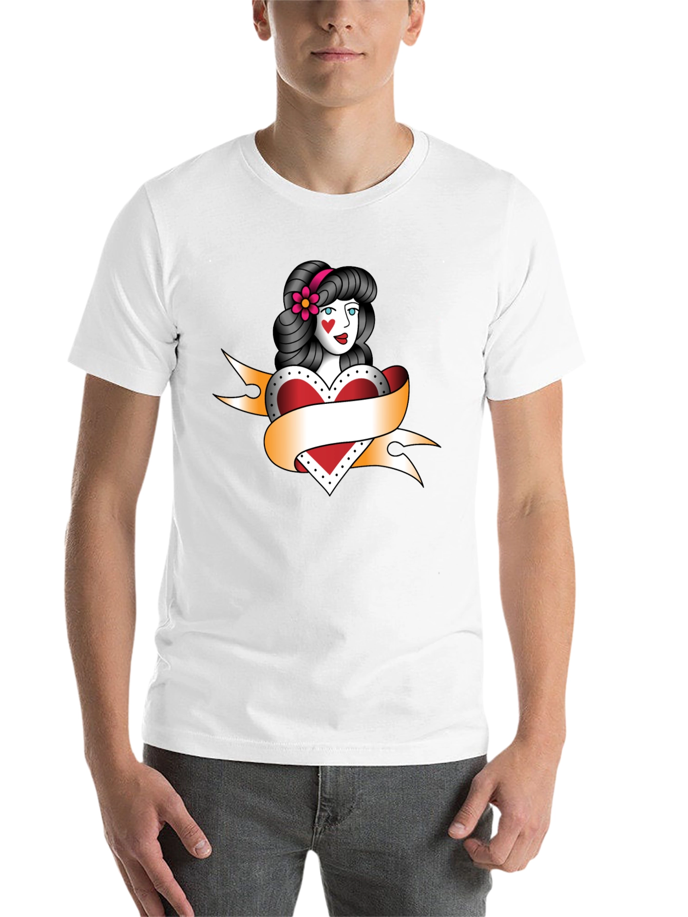 Black Vintage Tattoo Style Heart Woman Black T-Shirt view 14