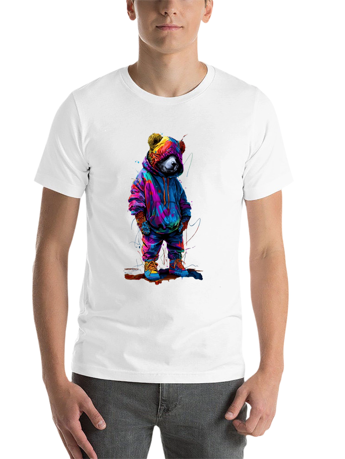 Black Cool Bear Graphic Tee - Trendy Streetwear view 14