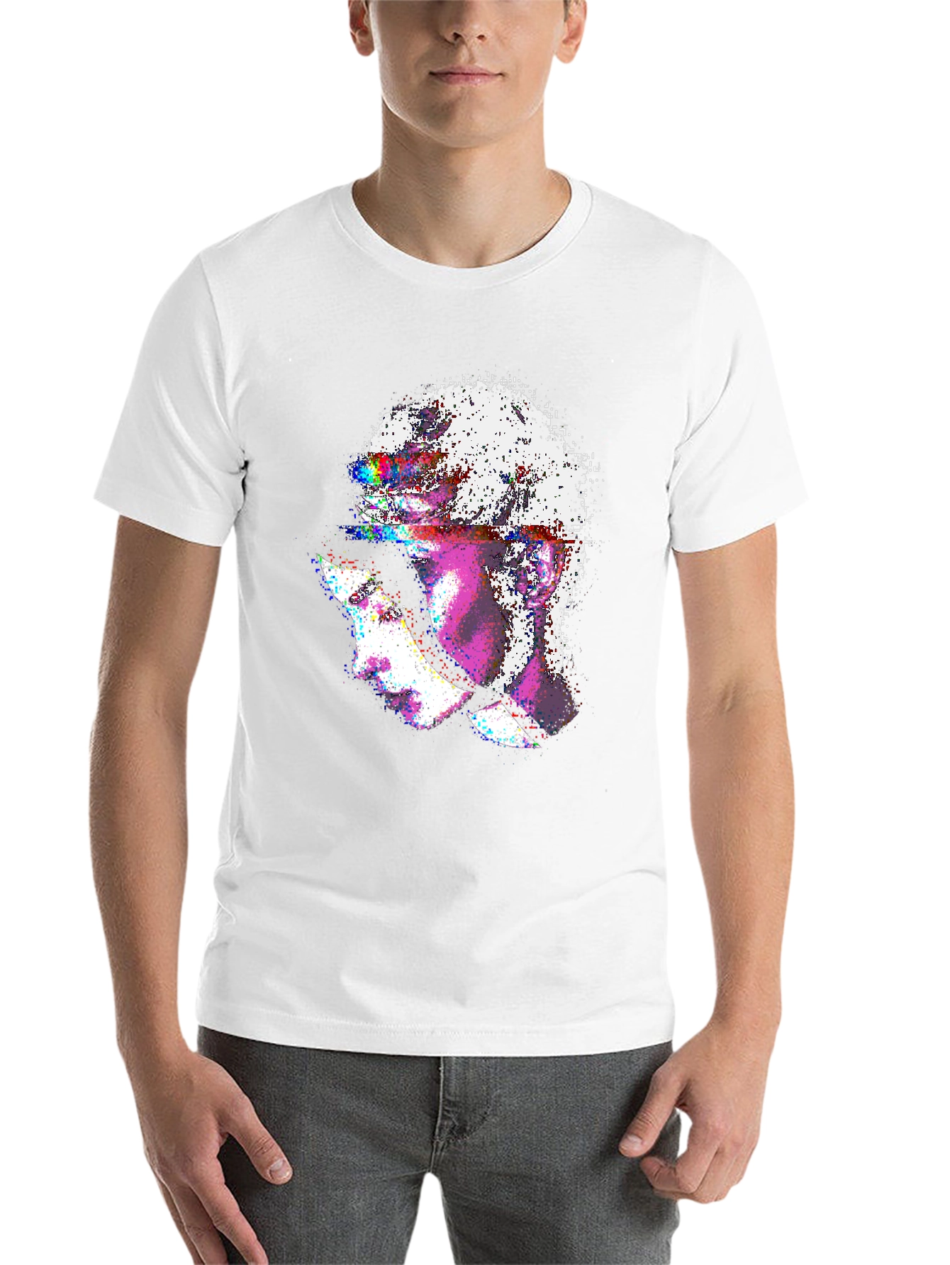 Black Abstract Glitch Art Graphic Tee - Stylish Black T-Shirt view 14