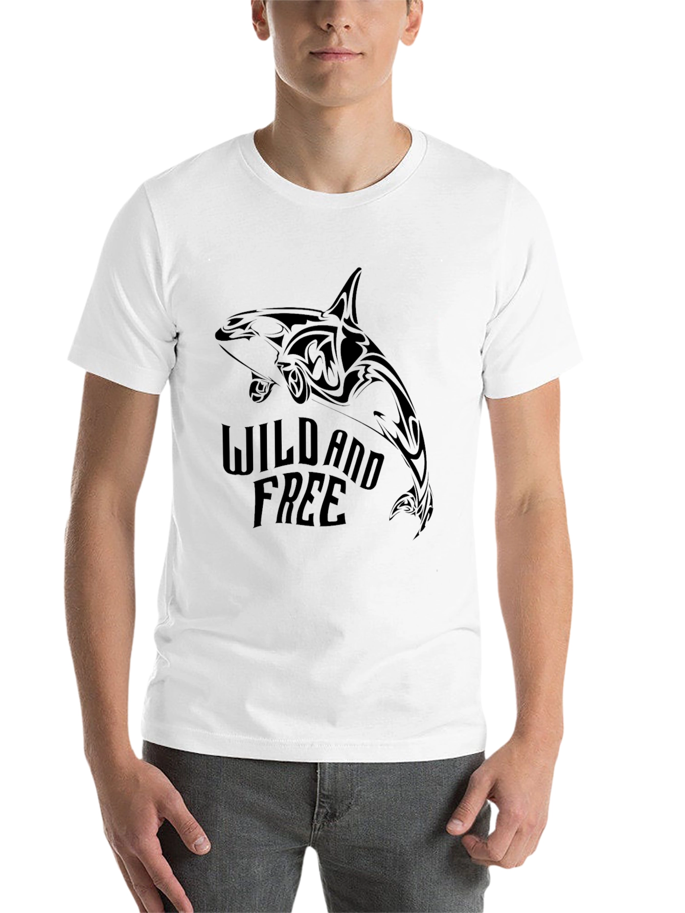 Black Wild and Free Orca Graphic Tee - Black Cotton T-Shirt view 14
