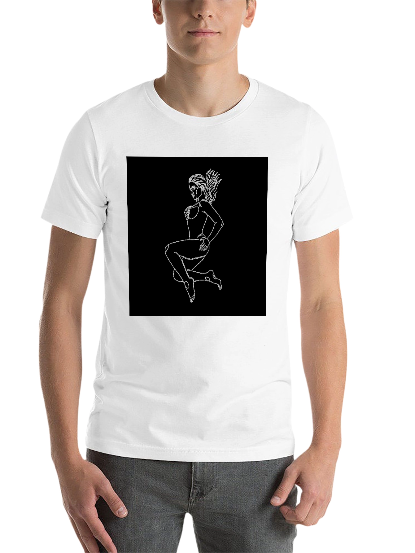 Black Black T-Shirt with Graphic Print - Woman Outline view 14