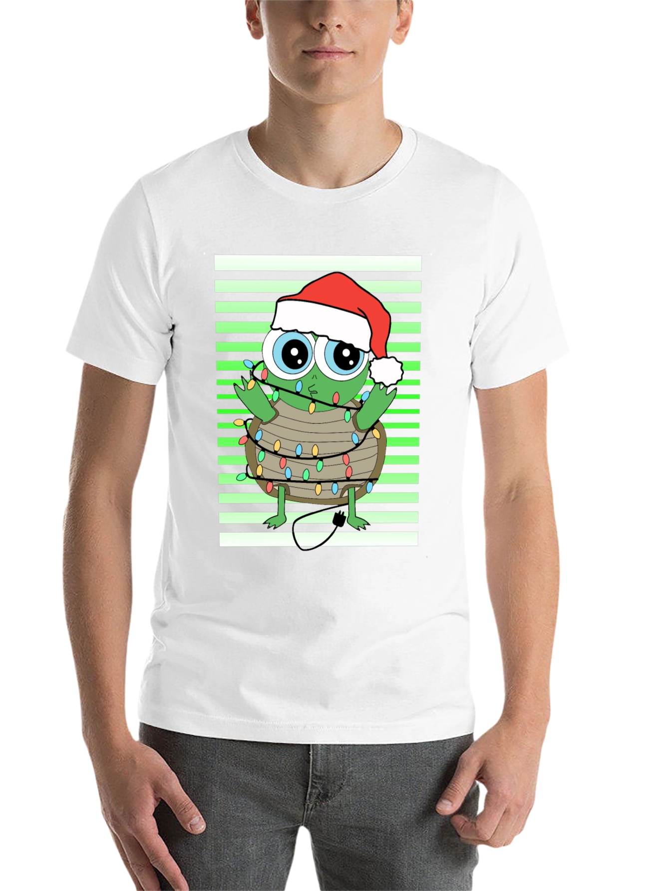 Black Christmas Turtle in Lights Graphic Tee view 14