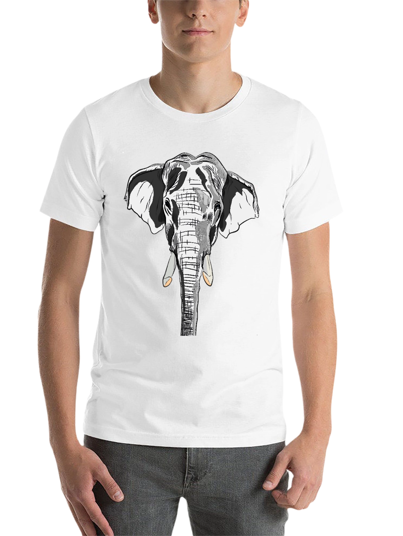 Black Elephant Graphic Print Black Cotton Tee view 14
