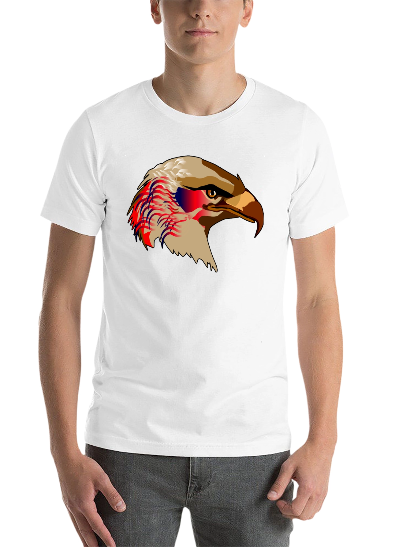 Black Bald Eagle Graphic Print Black T-Shirt view 14