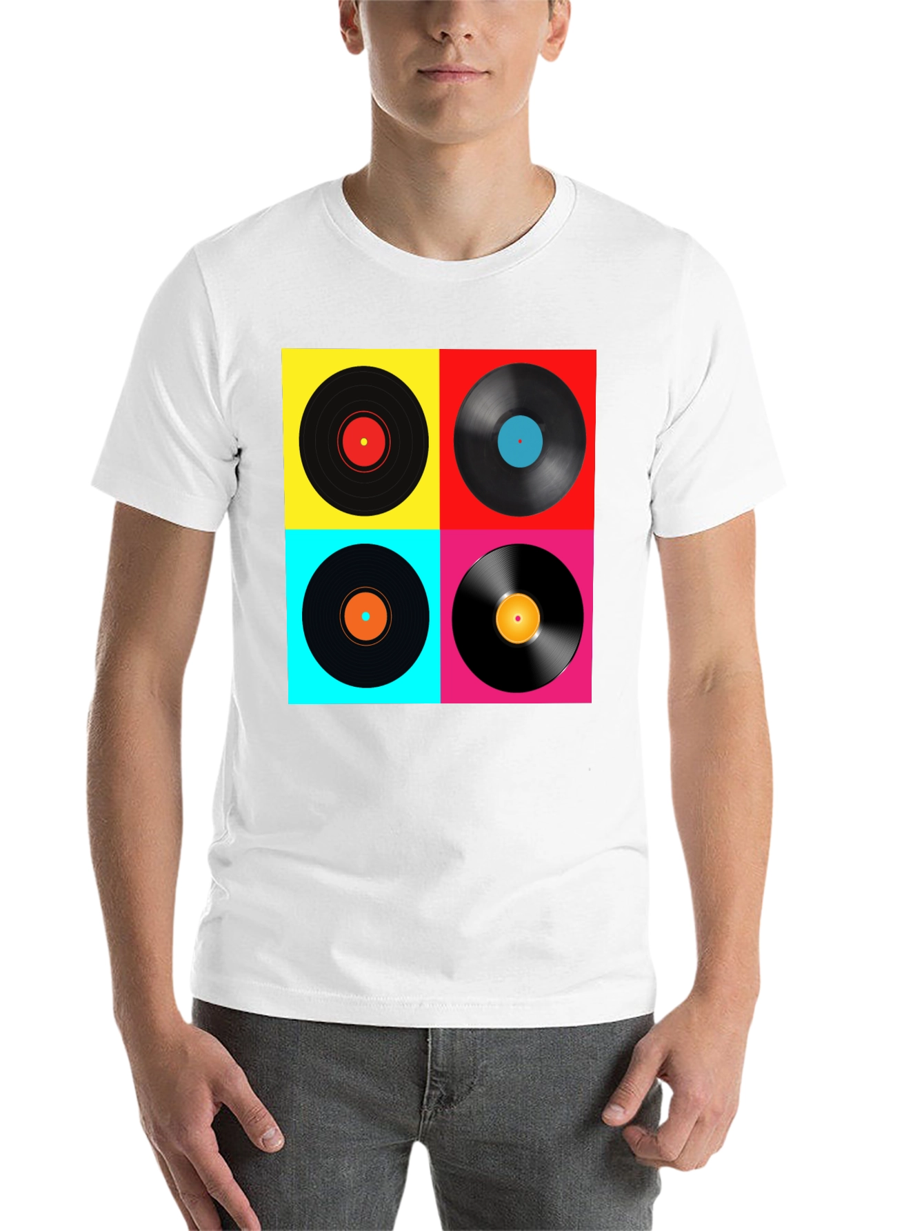 Black Retro Vinyl Record T-Shirt - Colorful Music Tee view 14