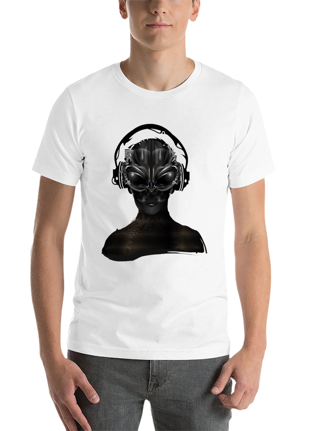 Black Alien DJ Black T-Shirt - Futuristic Graphic Tee view 14