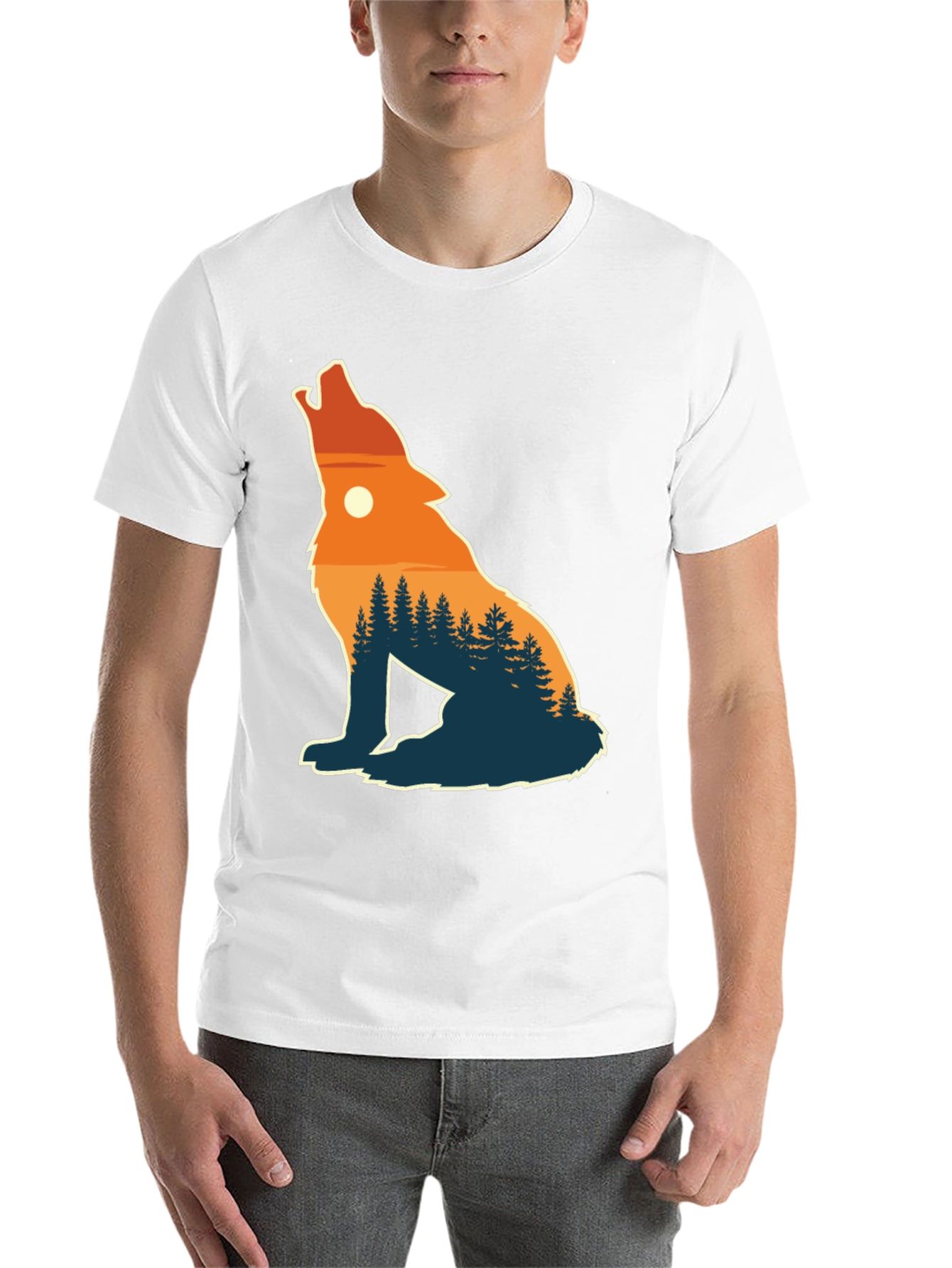 Black Wolf Silhouette Nature T-Shirt view 14