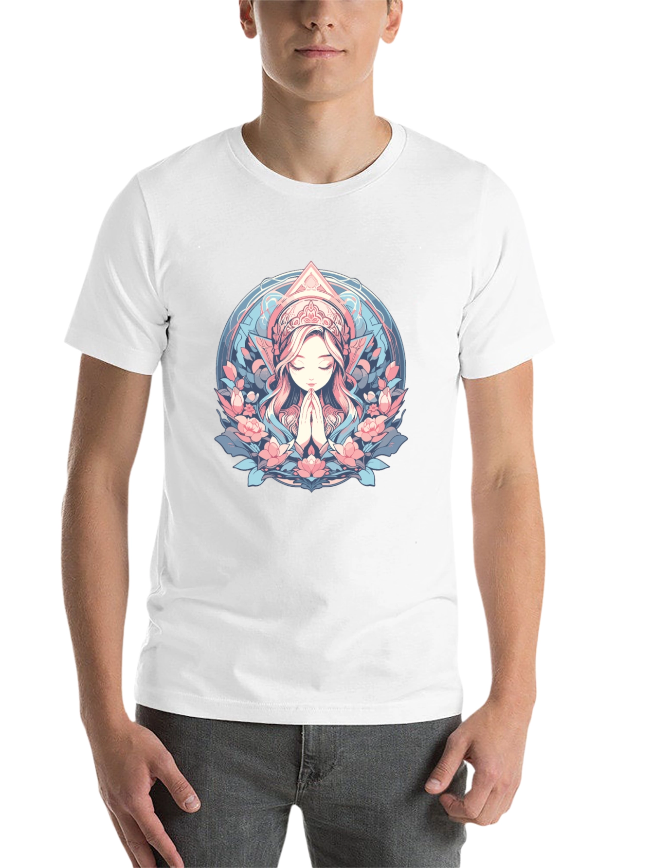 Black Praying Woman Floral T-Shirt view 14