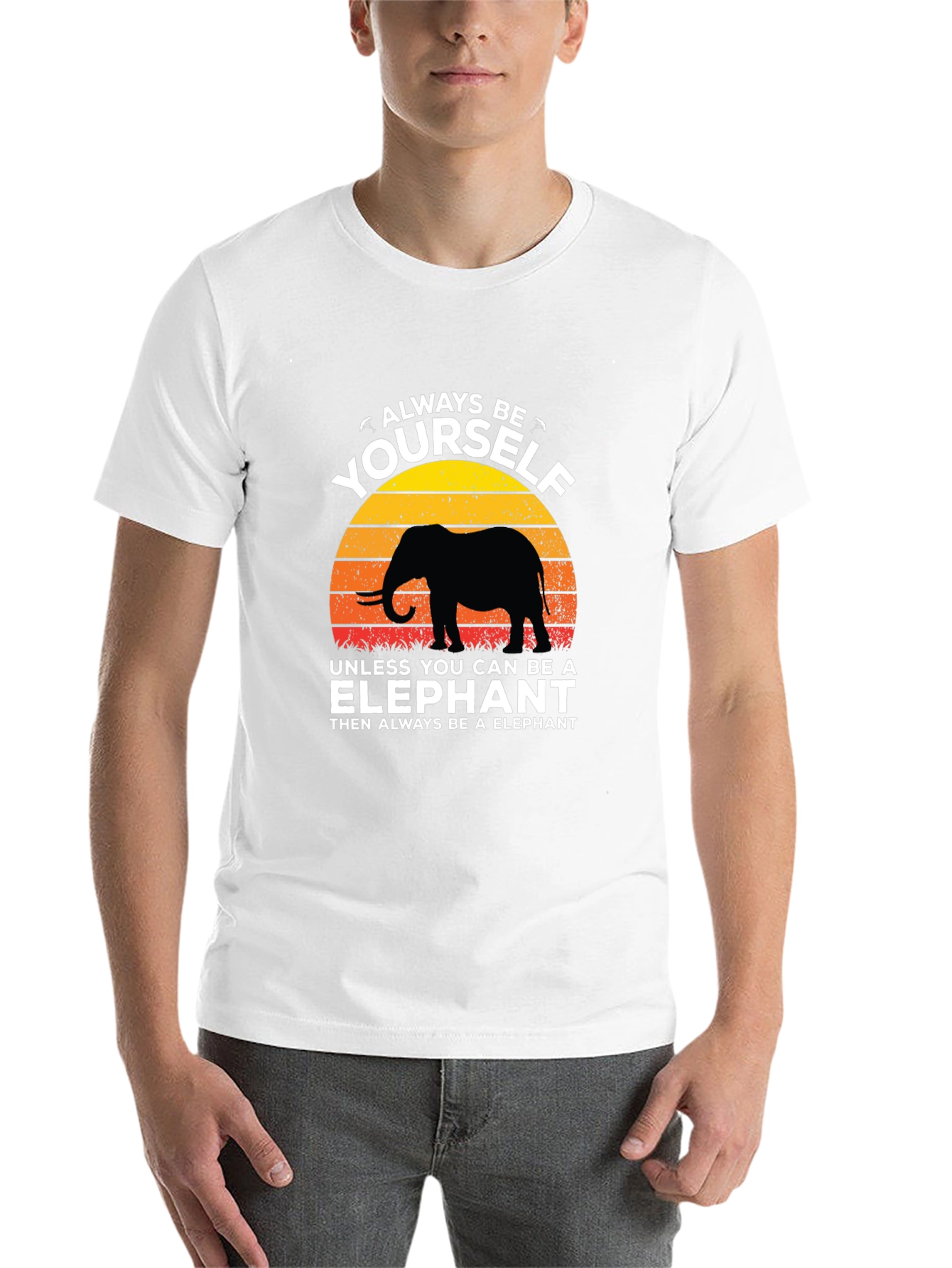 Black Always Be Yourself Elephant Graphic T-Shirt view 14