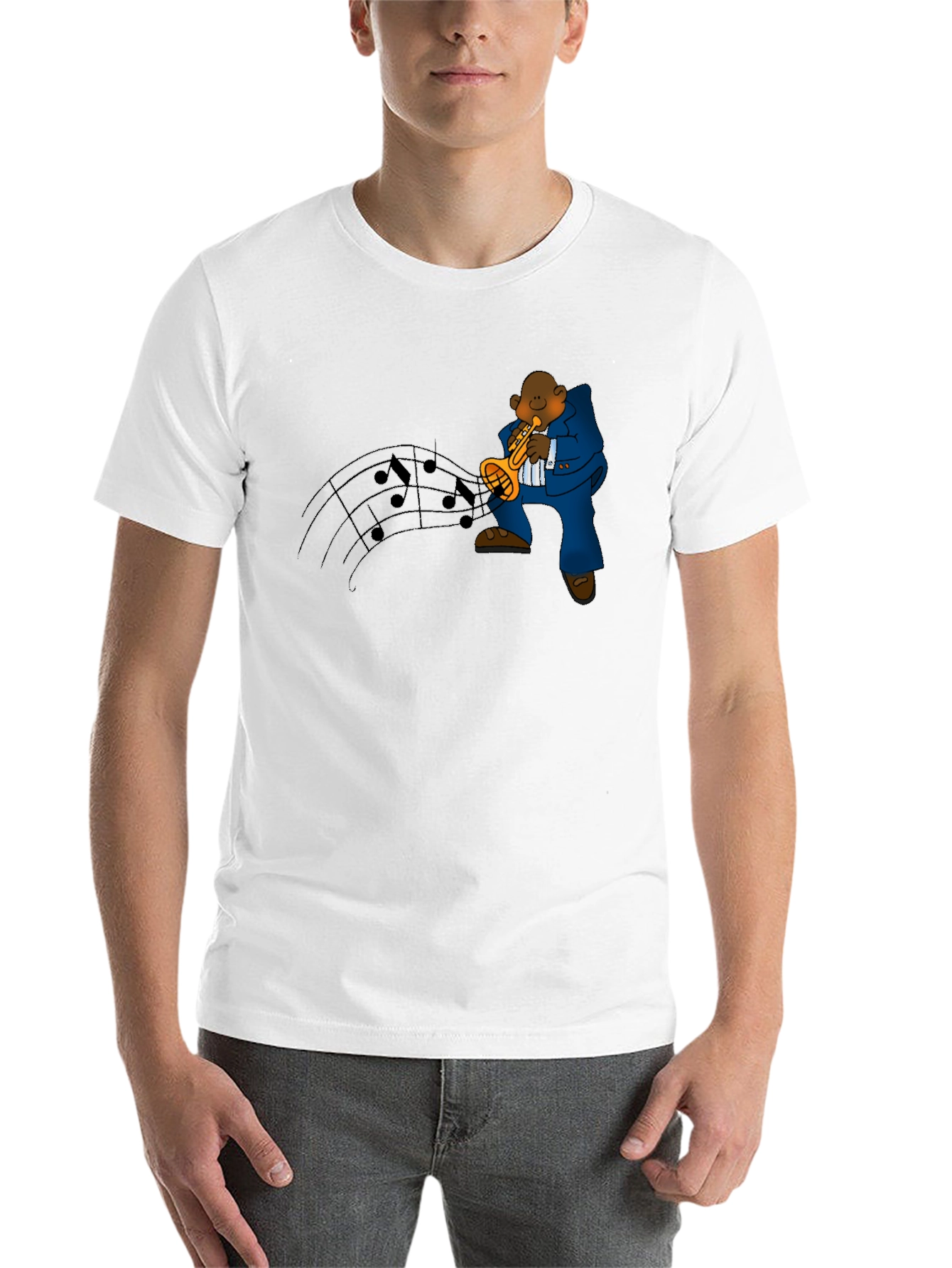 Black Jazz Trumpet Player Graphic Tee - Black view 14