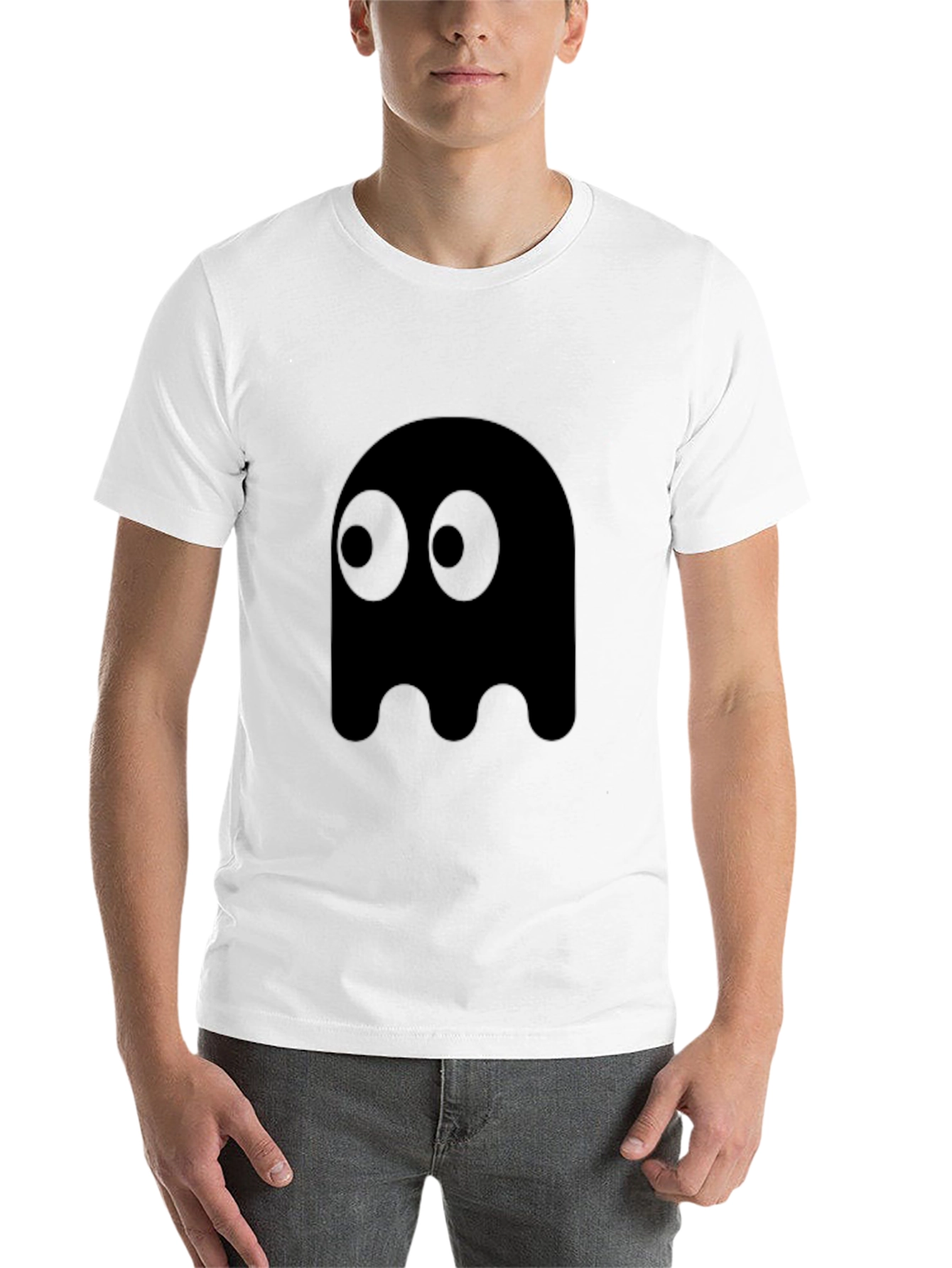 Black Pac-Man Ghost Graphic Tee - Black Cotton Blend view 14