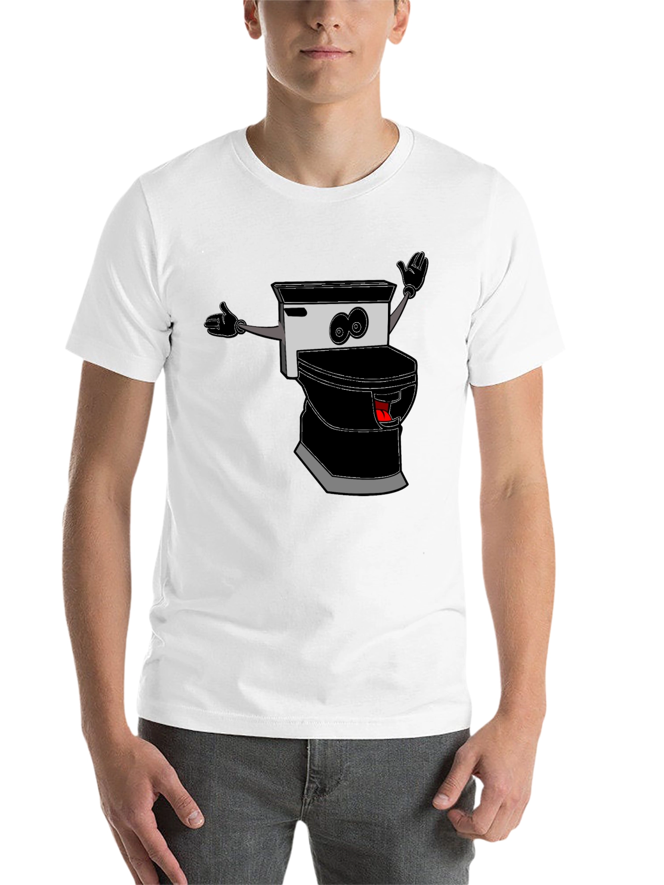Black Funny Toilet Cartoon Graphic Tee view 14