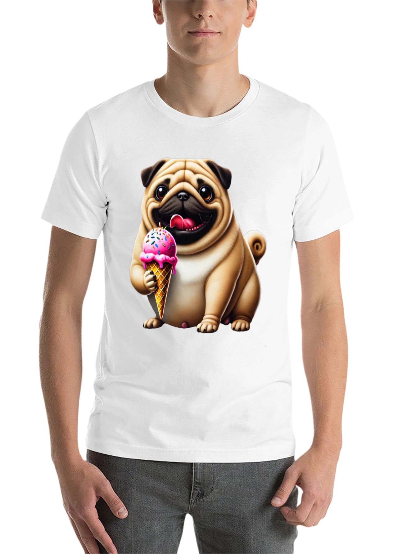 Black Pug Ice Cream T-Shirt - Adorable Dog Tee view 14