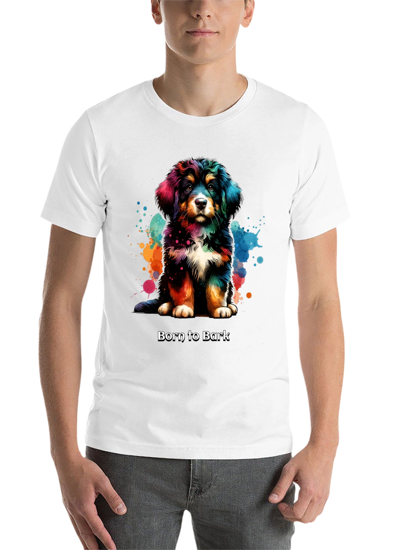 Black Born to Bark Dog T-Shirt view 14