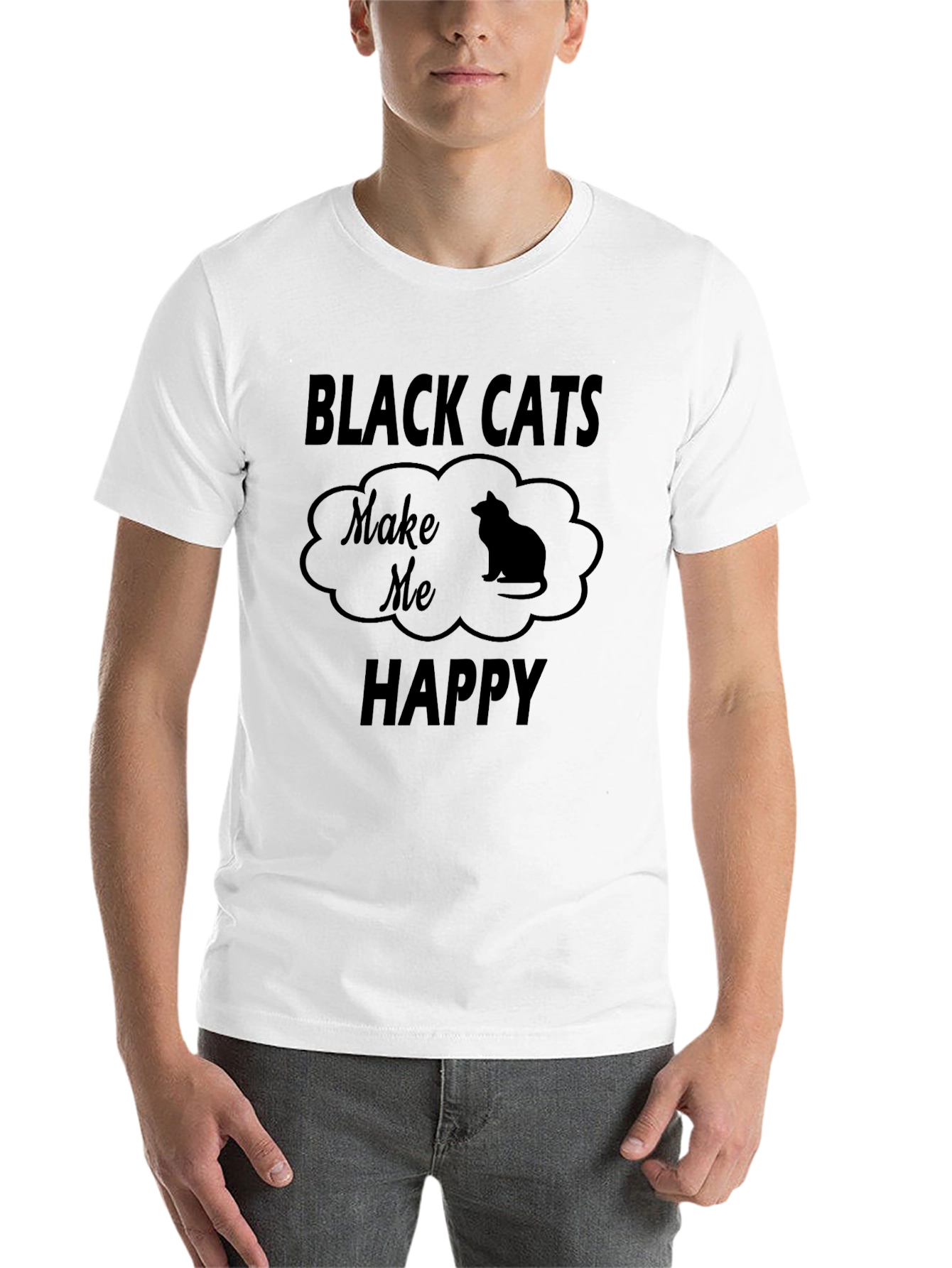 Black Black Cats Make Me Happy Graphic Tee view 14