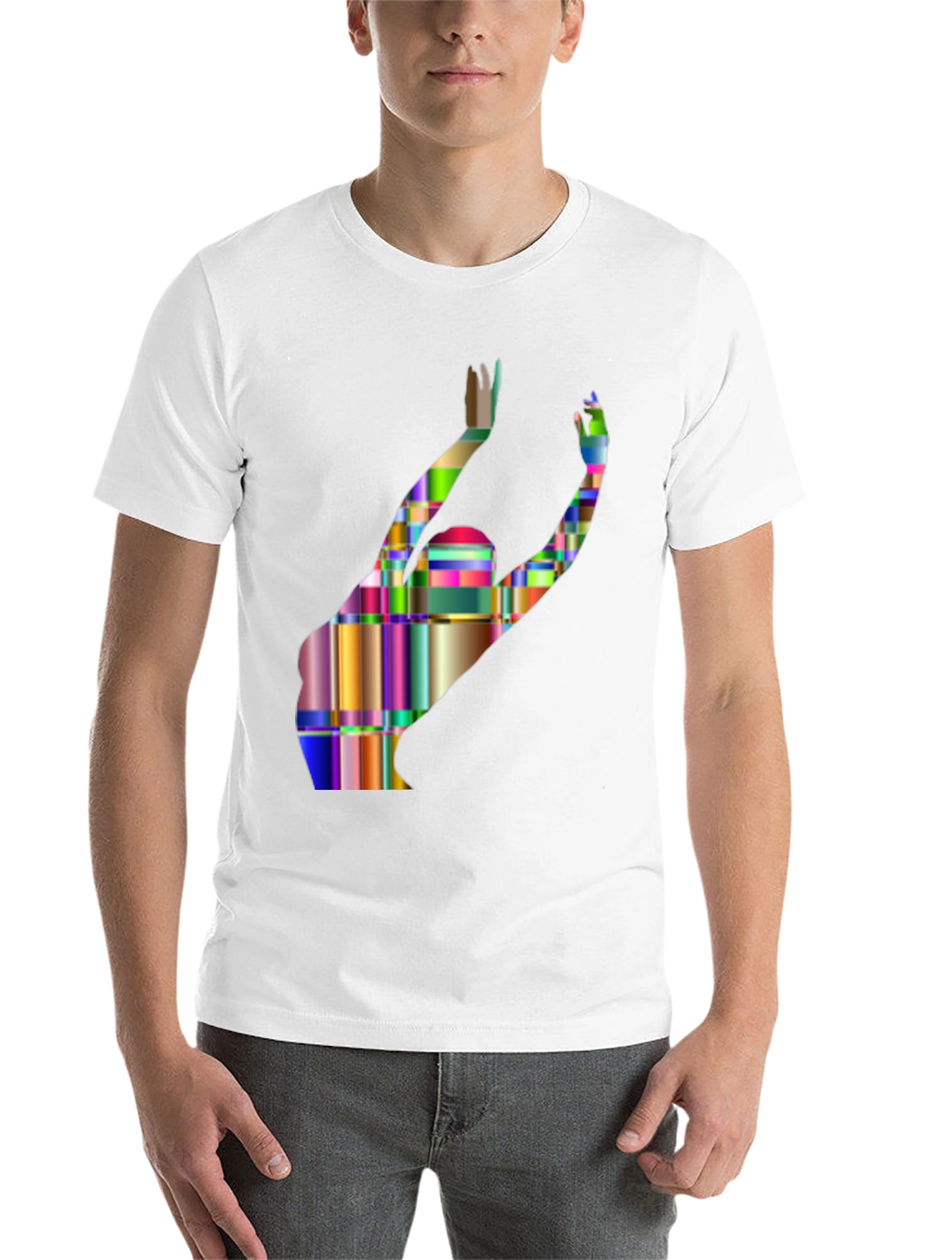 Black Abstract Geometric Silhouette T-Shirt view 14