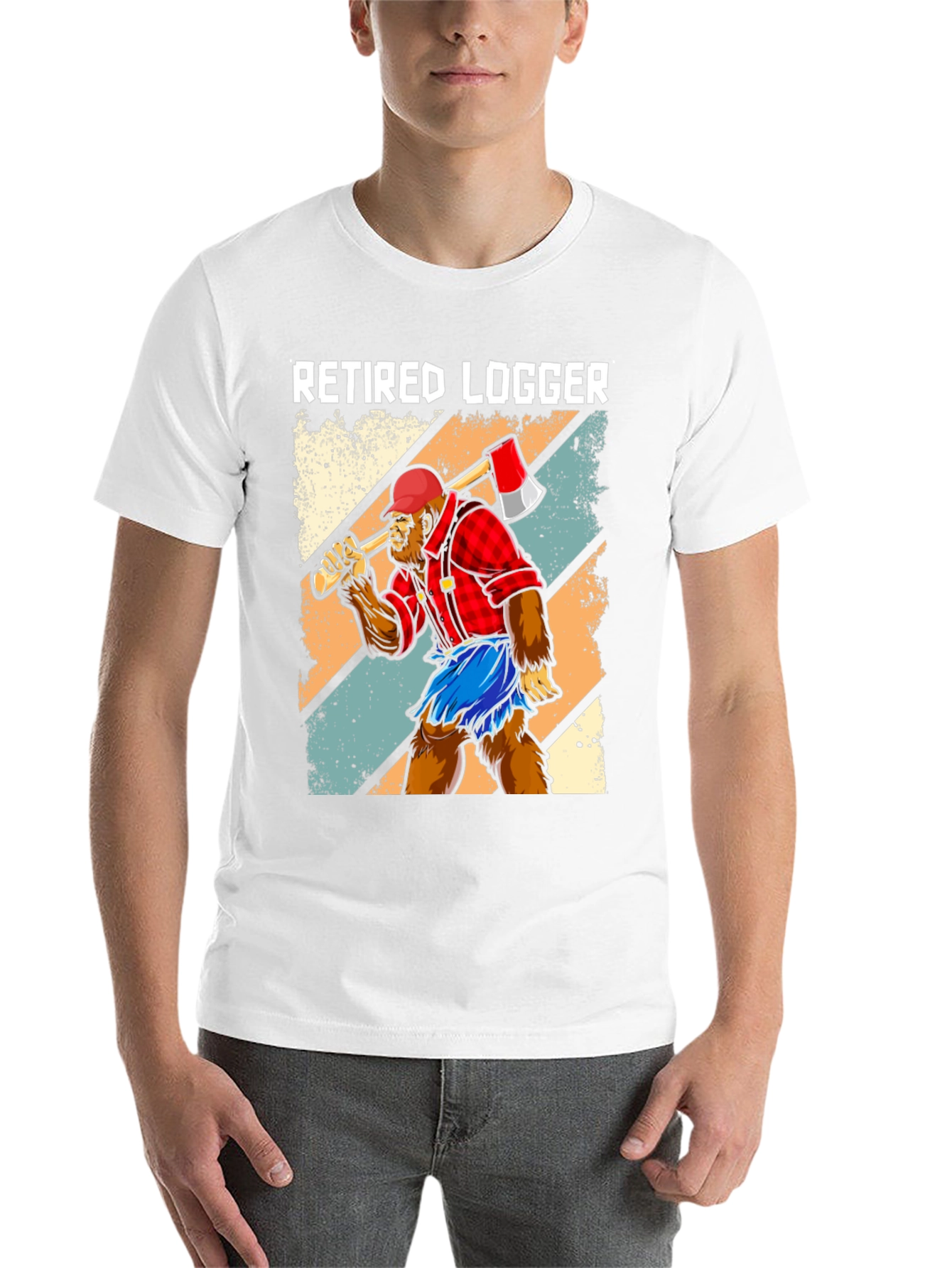 Black Retired Logger Bigfoot Graphic Tee view 14