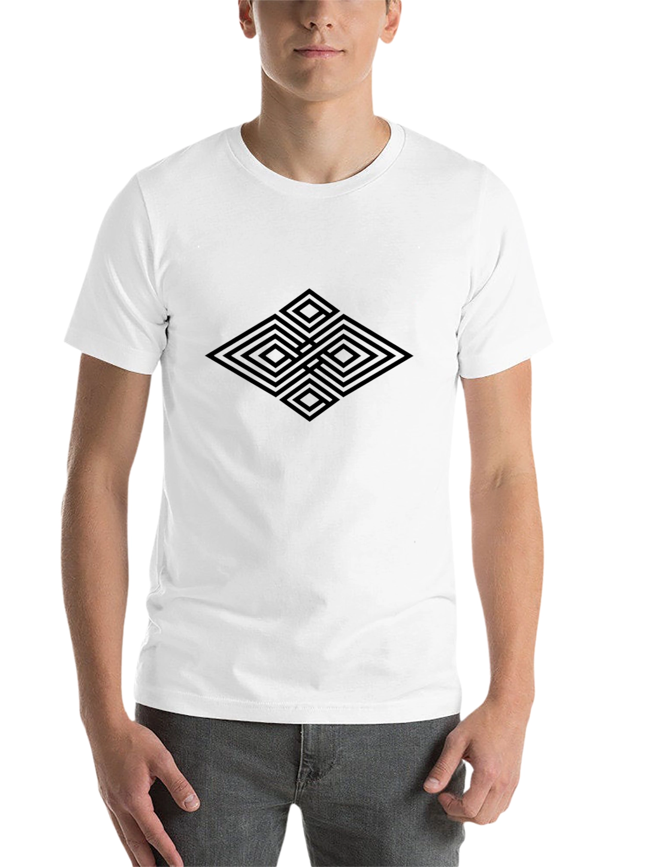 Geometric Diamond Black Graphic Tee - 14